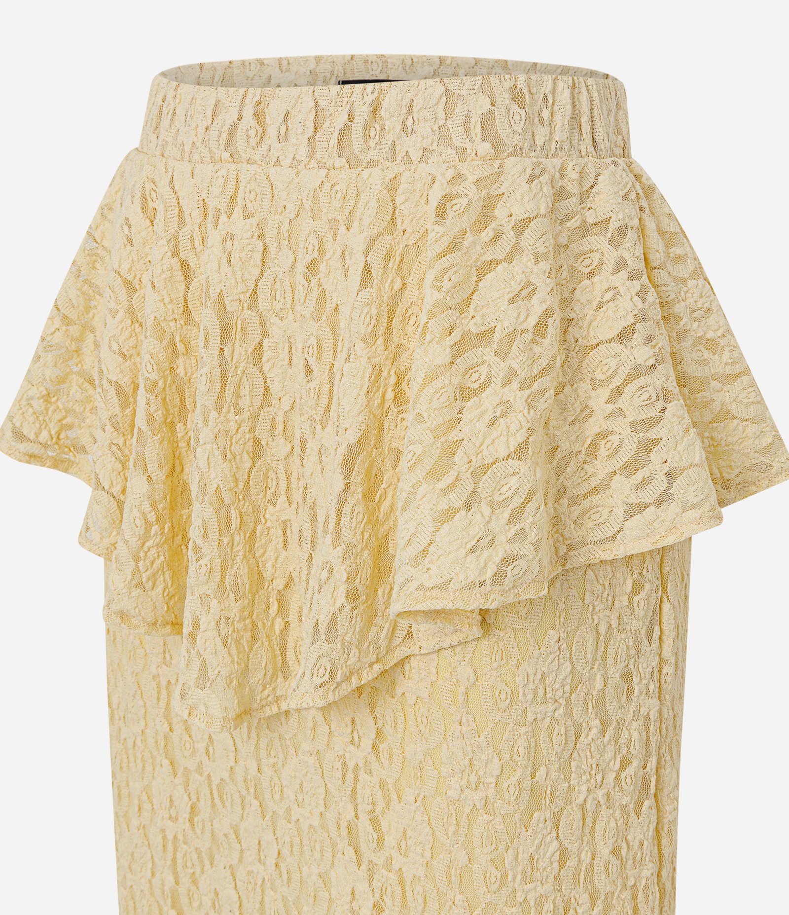 Saia Midi em Renda com Sobreposição Assimétrica Amarelo 6