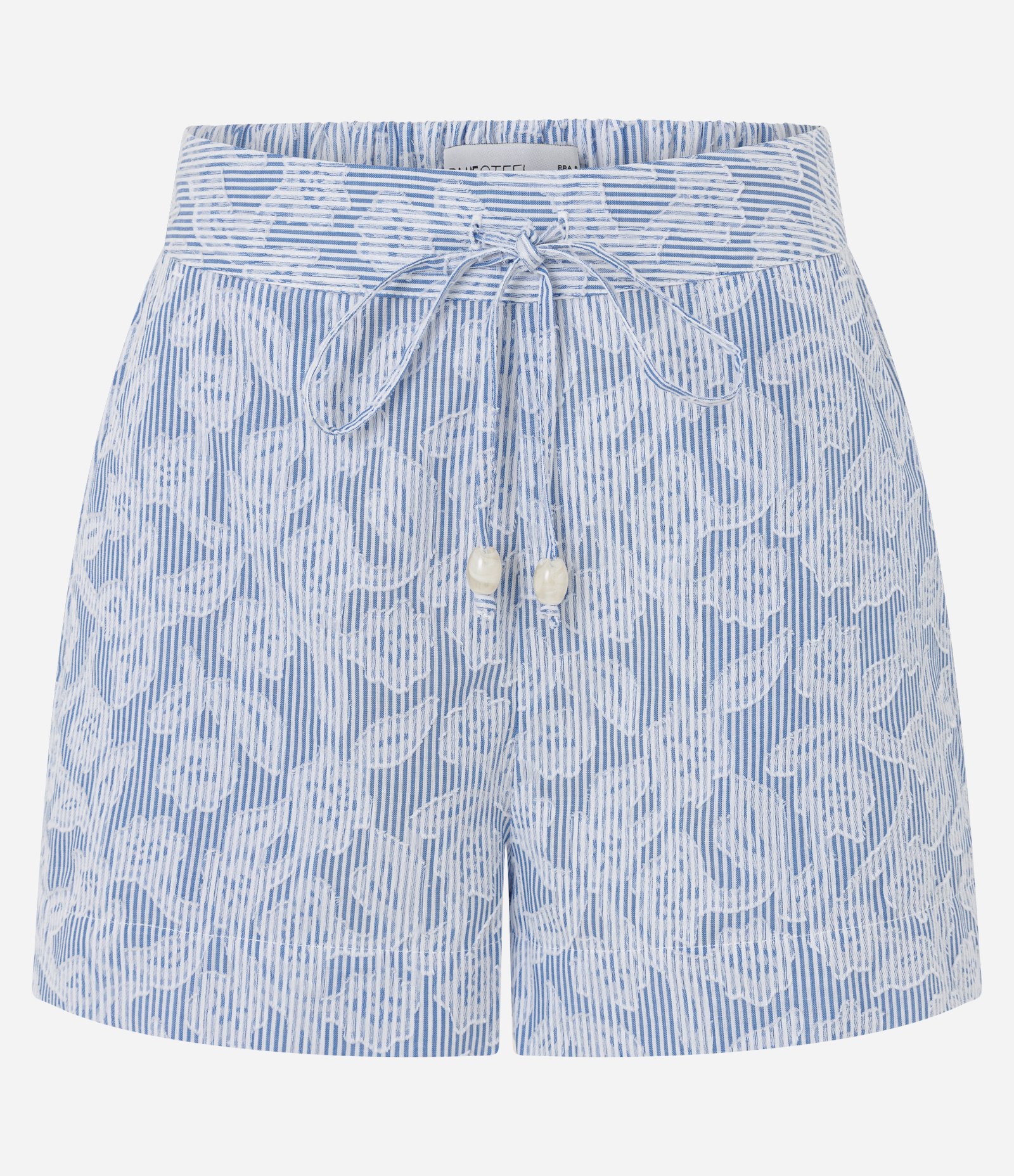 Short em Tricoline com Listras e Estampa de Flores Azul 5