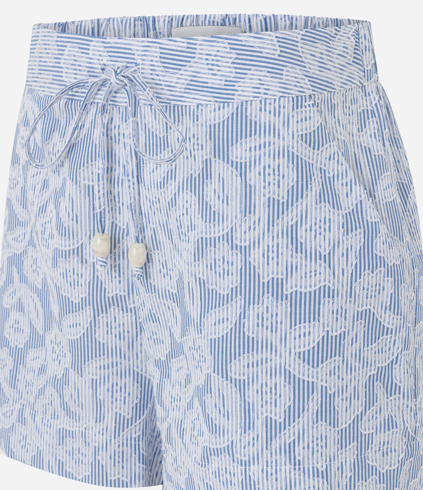 Short em Tricoline com Listras e Estampa de Flores Azul 6