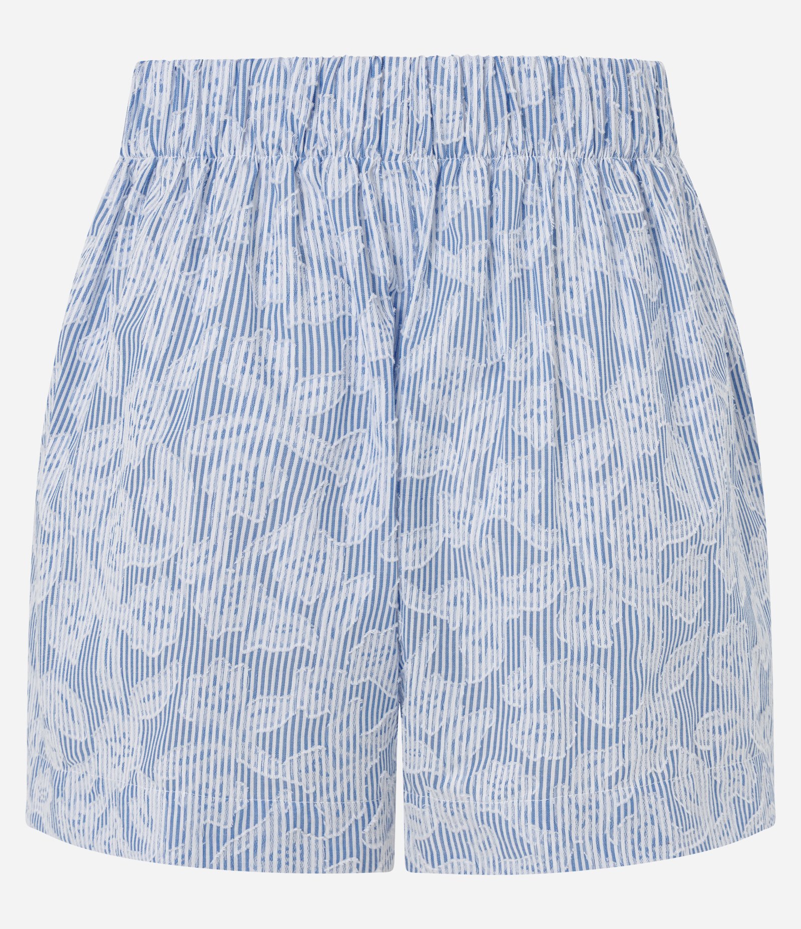 Short em Tricoline com Listras e Estampa de Flores Azul 7