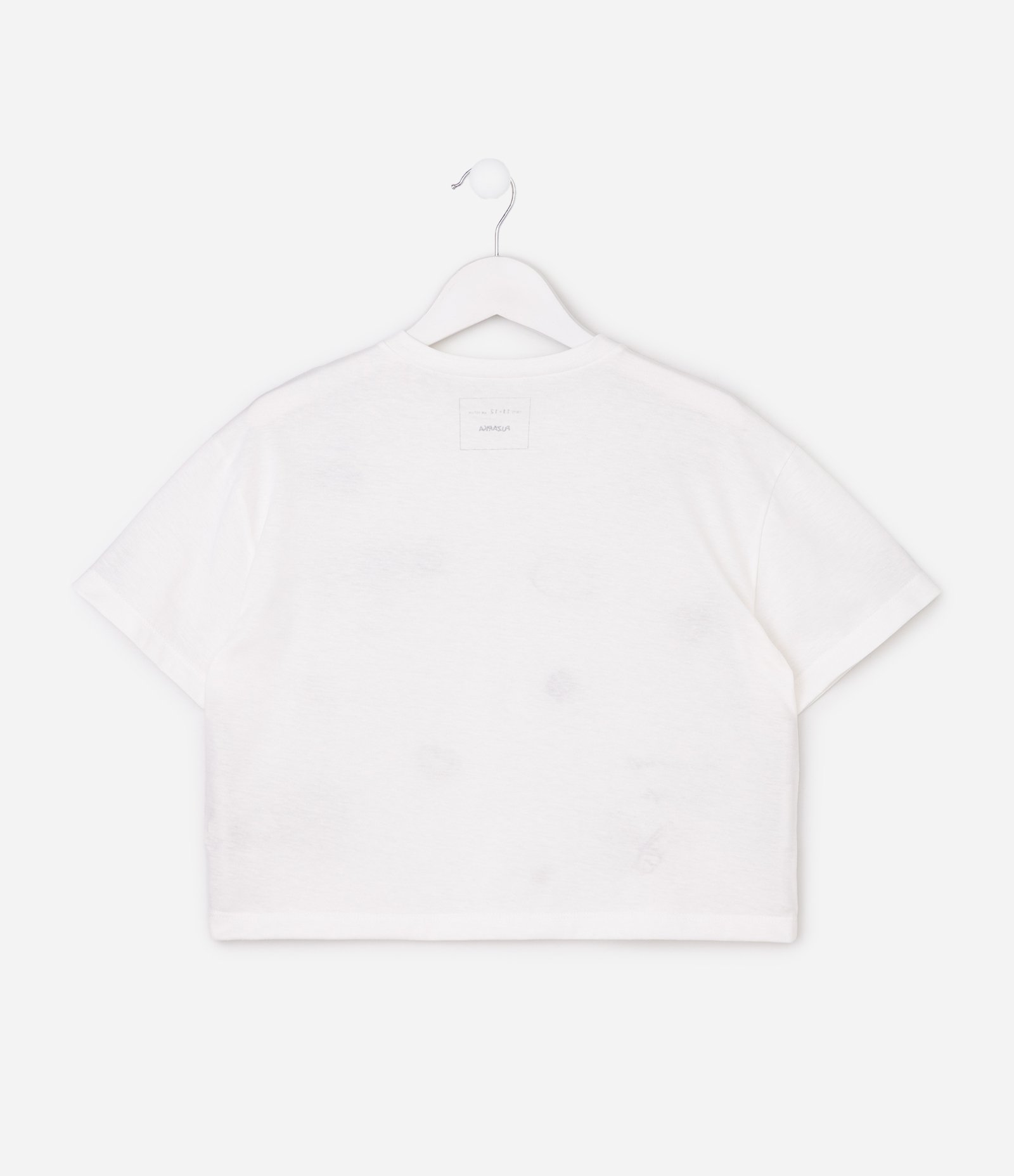 Camiseta Cropped Relaxed em Algodao com Estampa Doodle - Tam 5 a 16 Anos Branco 2