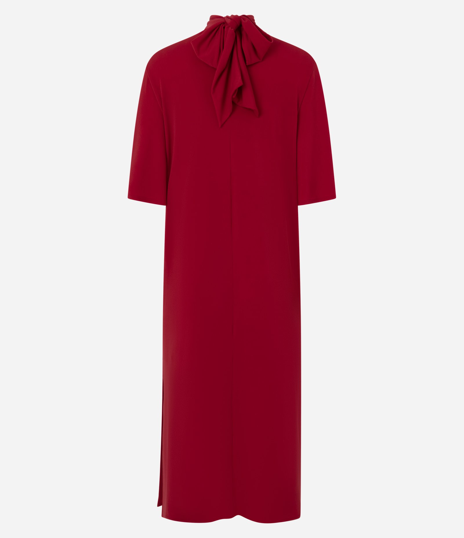 Vestido Reto com Manga Morcego e Amarração no Decote Vermelho 5
