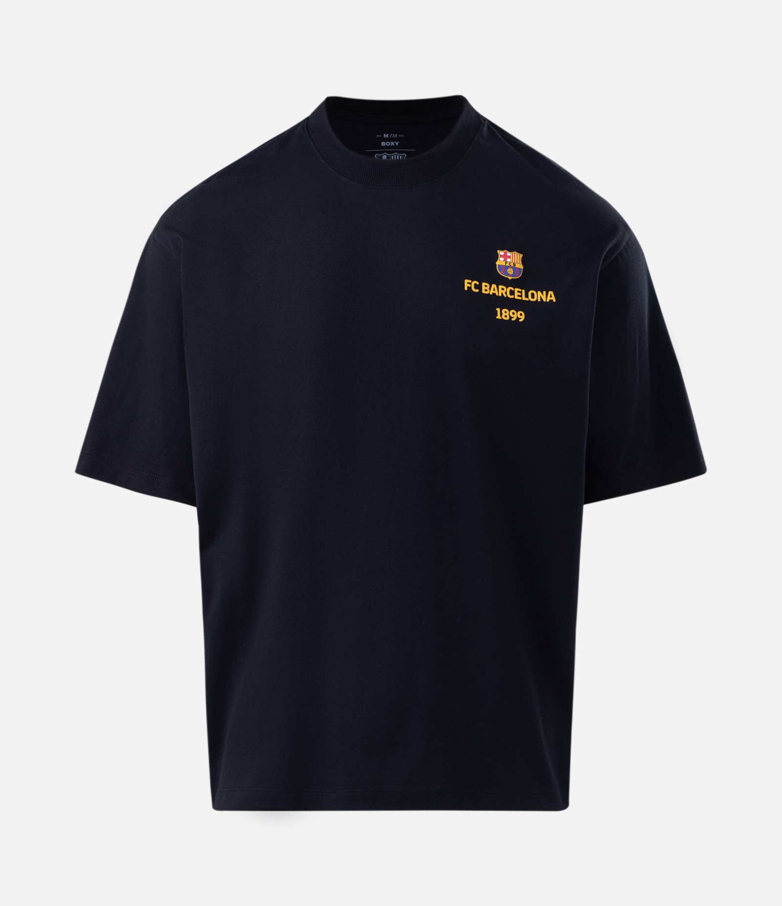 Camiseta Boxy em Algodão FC Barcelona Lettering Preto 5