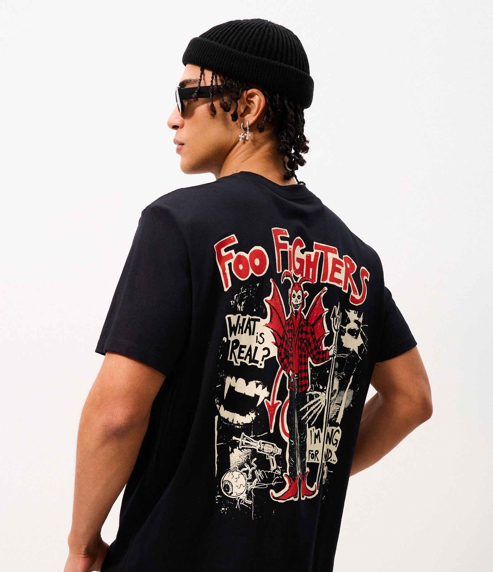 Camiseta Comfort em Algodão com Estampa Foo Fighters Preto 1