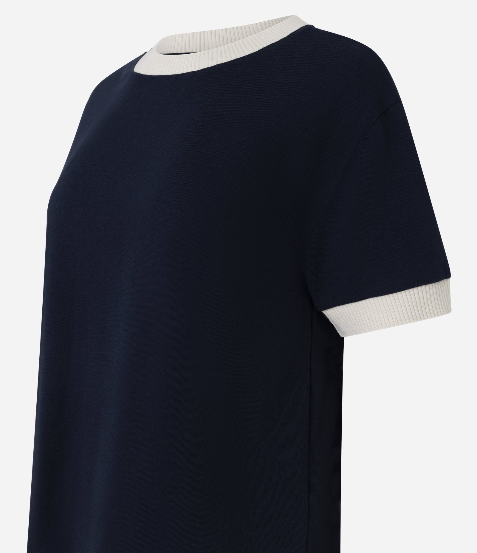Blusa em Algodão com Gola e Barra das Mangas Contrastante Azul 2