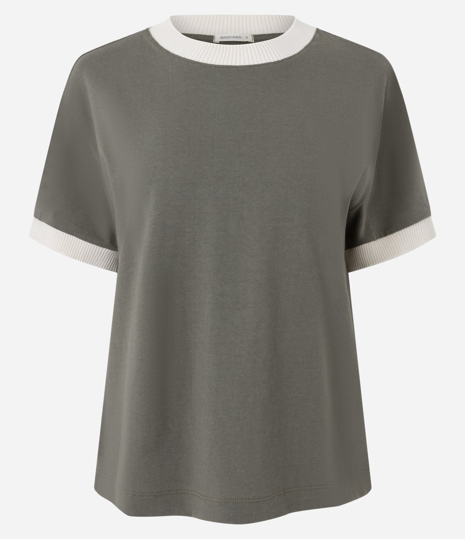 Blusa em Algodão com Gola e Barra das Mangas Contrastante Verde 1
