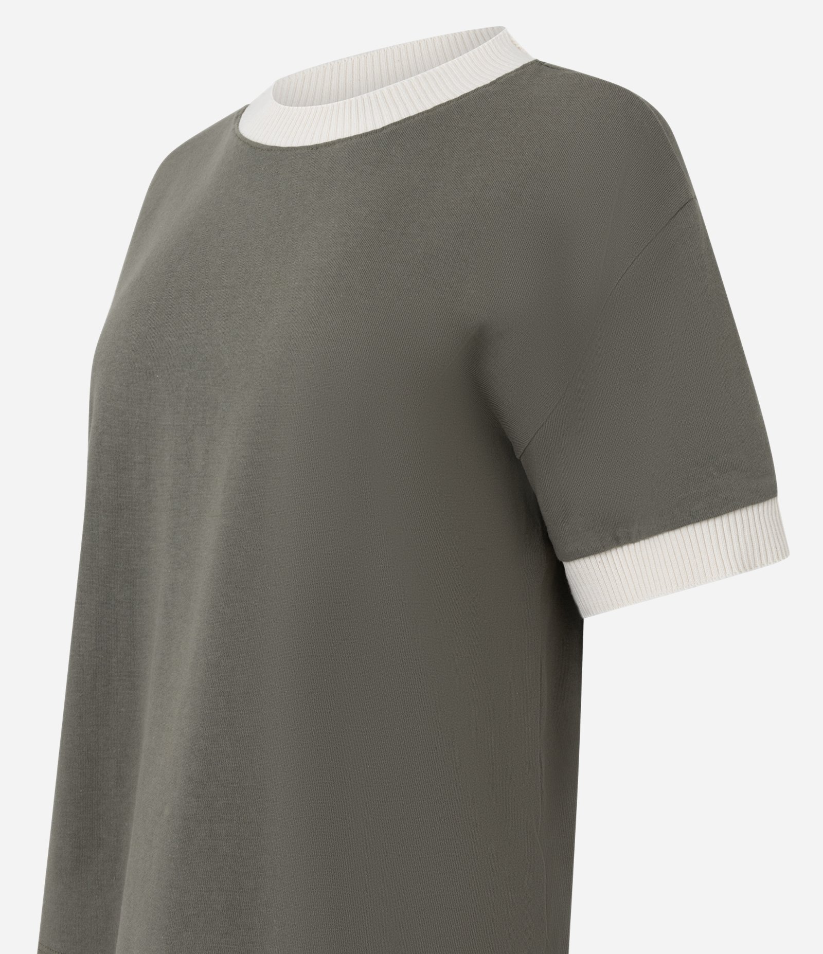 Blusa em Algodão com Gola e Barra das Mangas Contrastante Verde 2