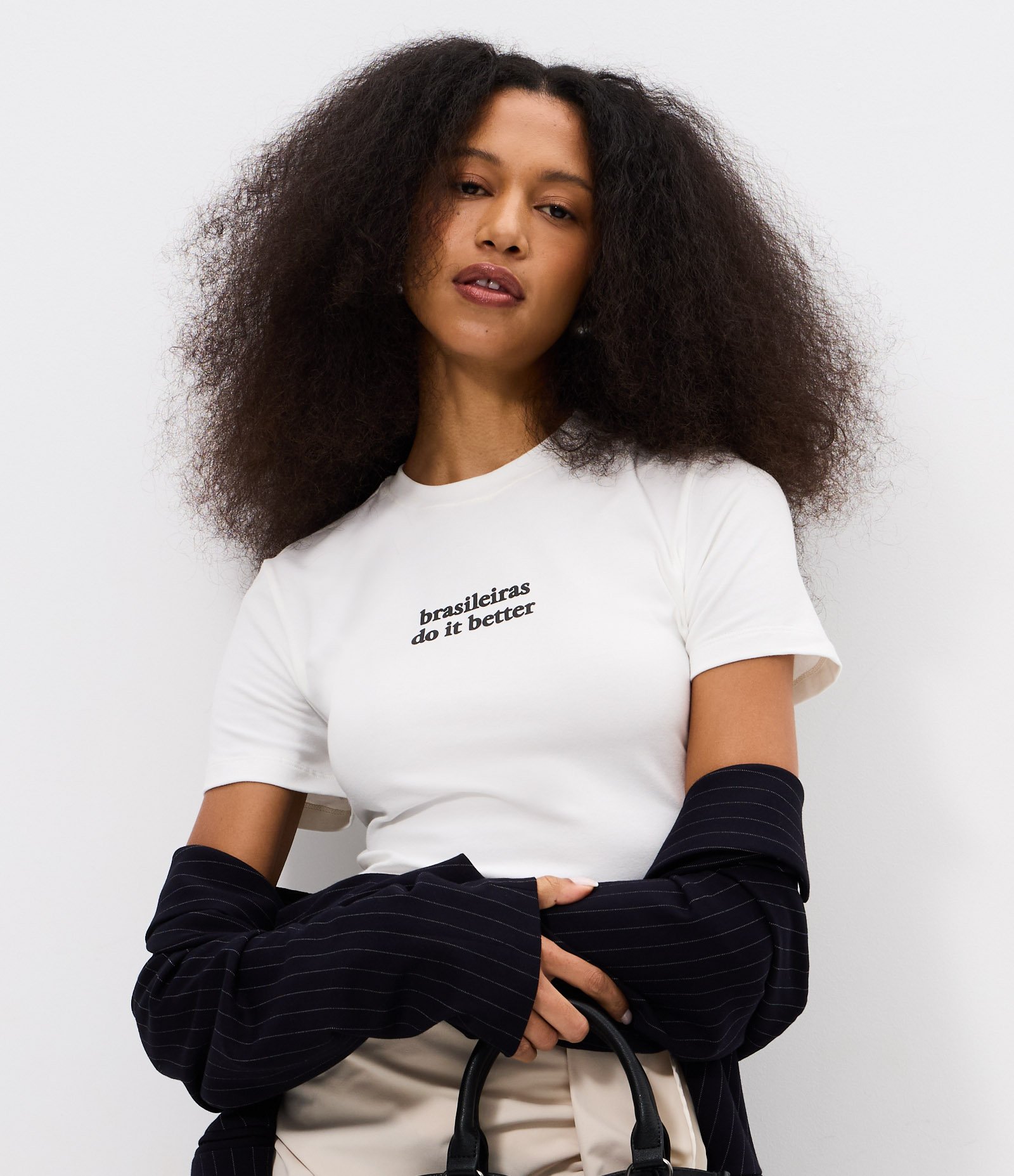 Camiseta em Algodão com Lettering Brasileiras Do It Better Branco 1