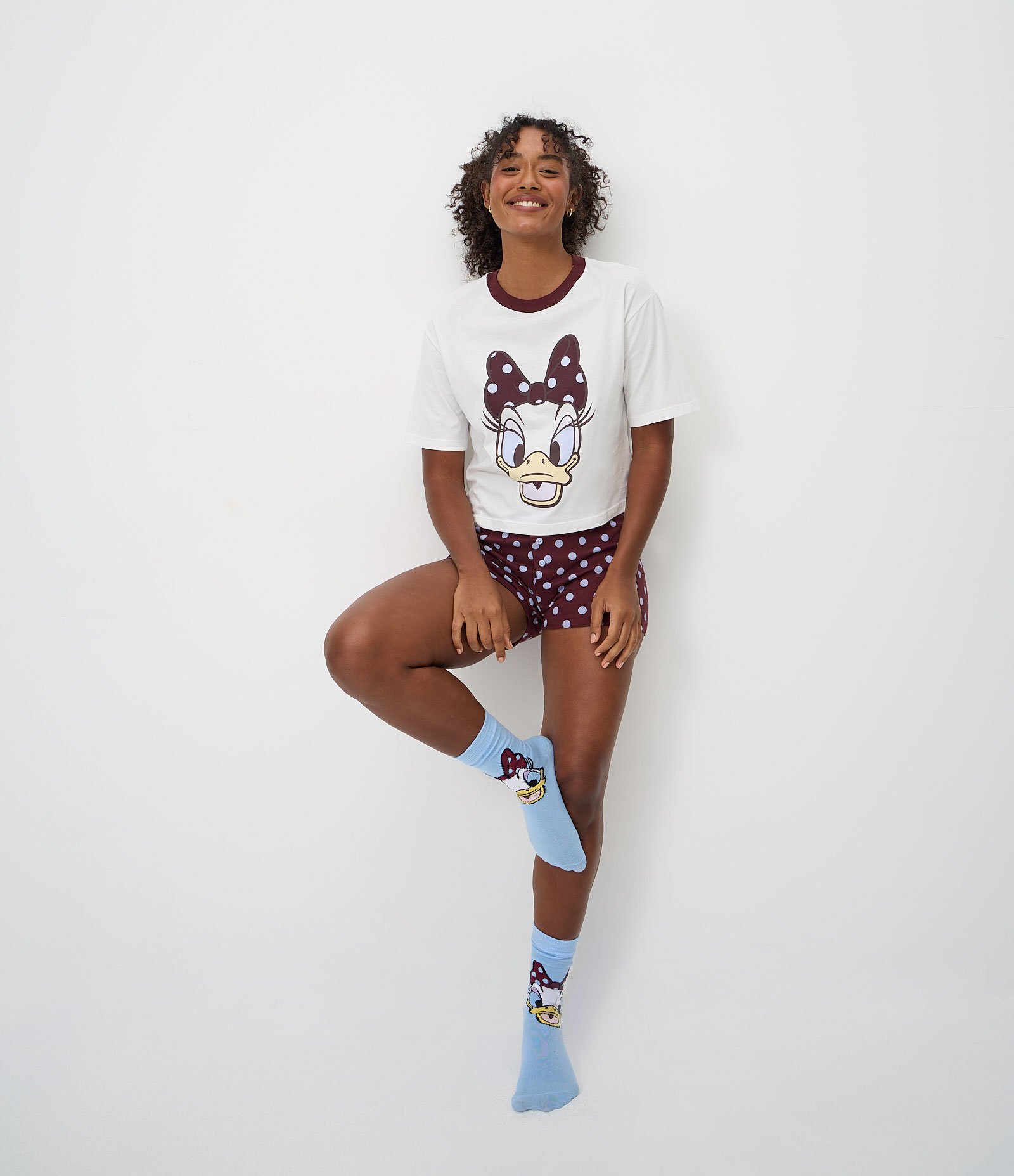 Pijama Curto em Algodão com Estampa Temática Margarida Multicores 1