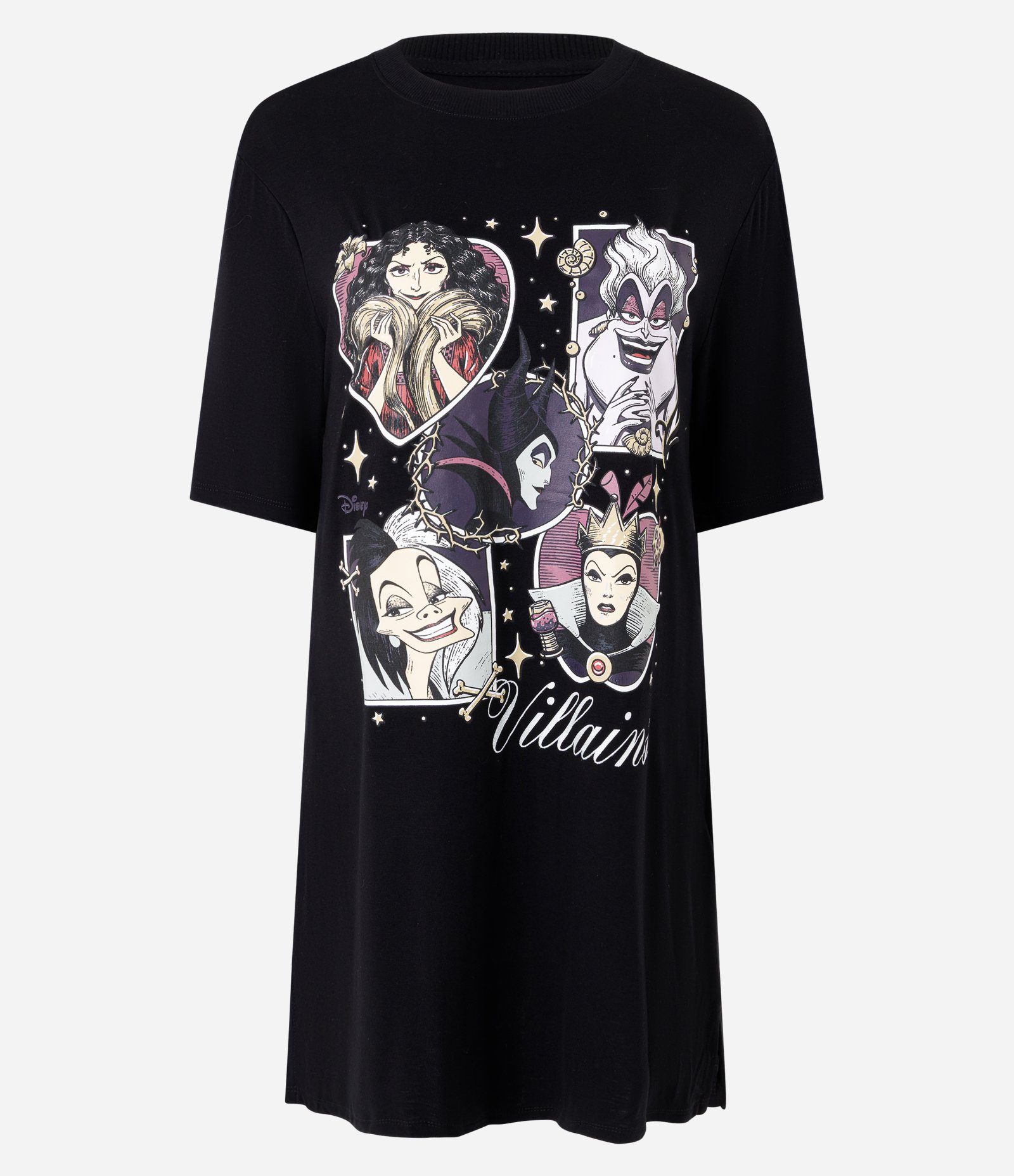 Camisola em Viscolycra com Estampa Vilãs Disney Preto 5