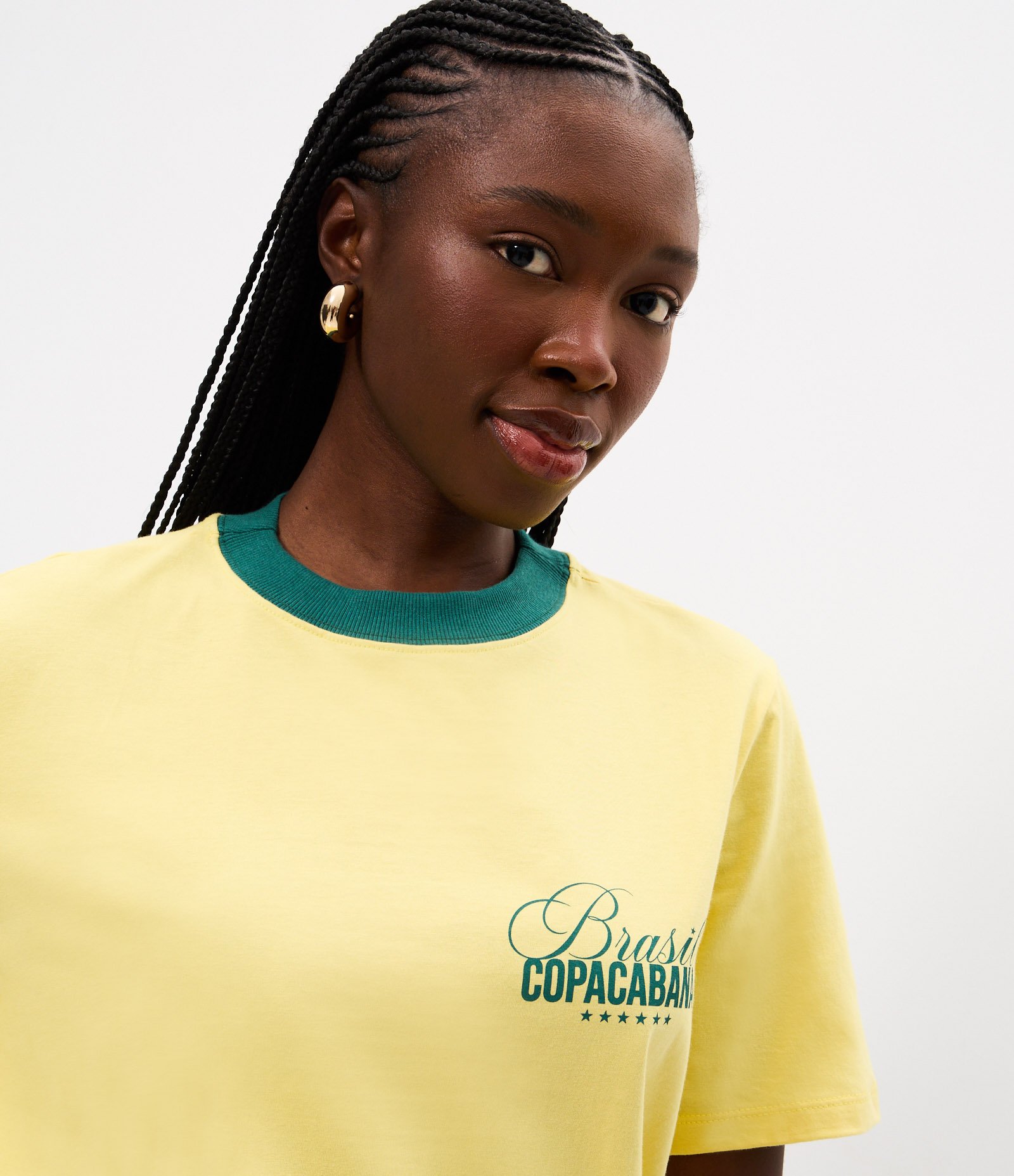 Camiseta Estampa Brasil Copacabana Frente e Costas Amarelo 3