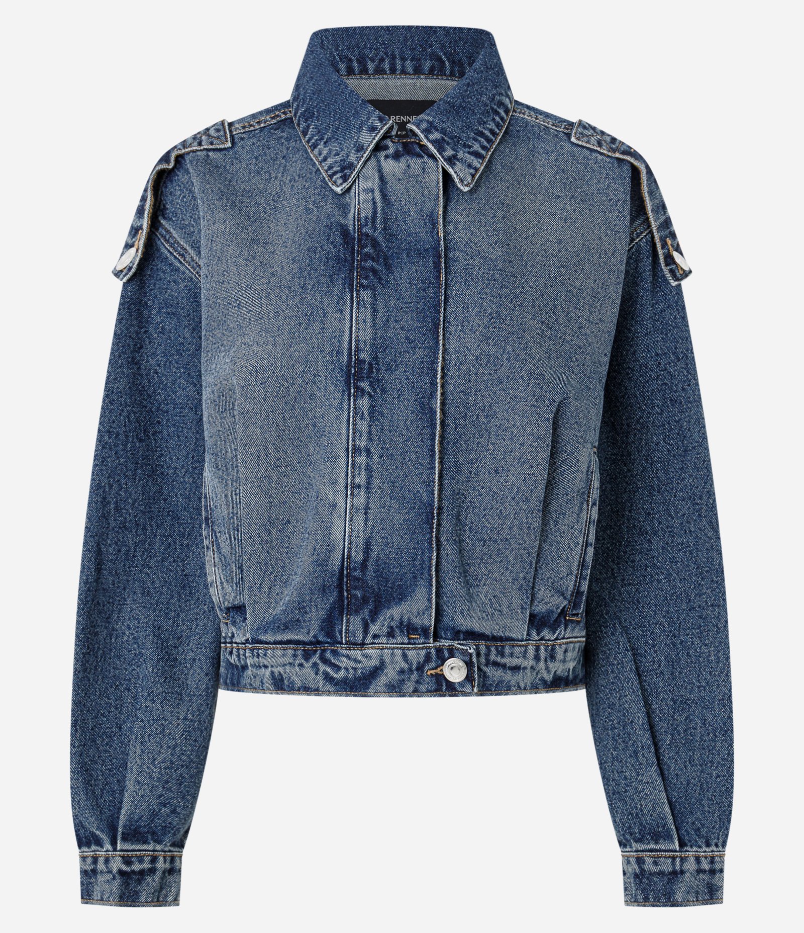 Jaqueta Bomber em Jeans com Recortes Balonê e Abotoamento Azul 5