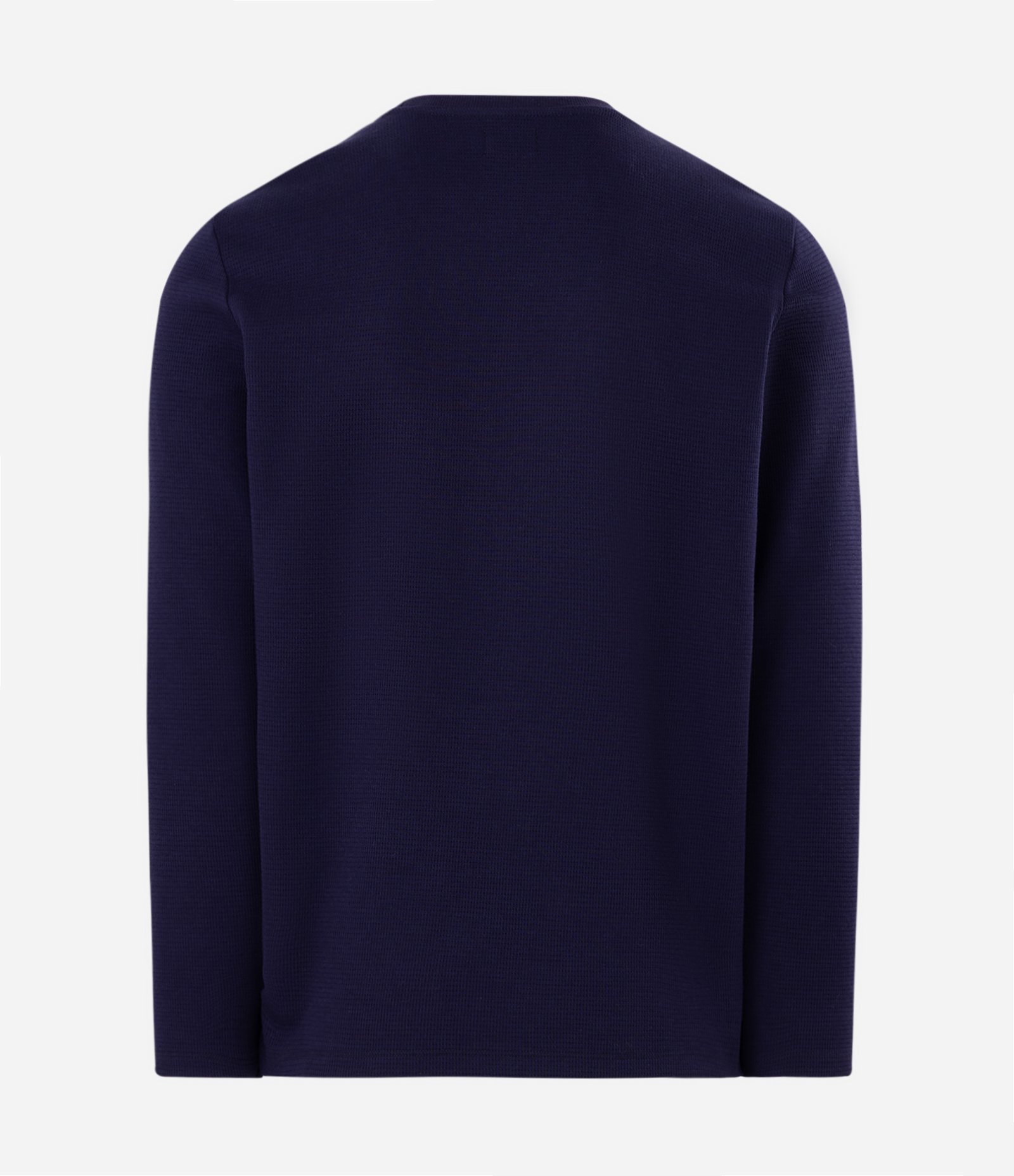 Camiseta Regular em Algodão Texturizado com Punhos Azul Marinho 5
