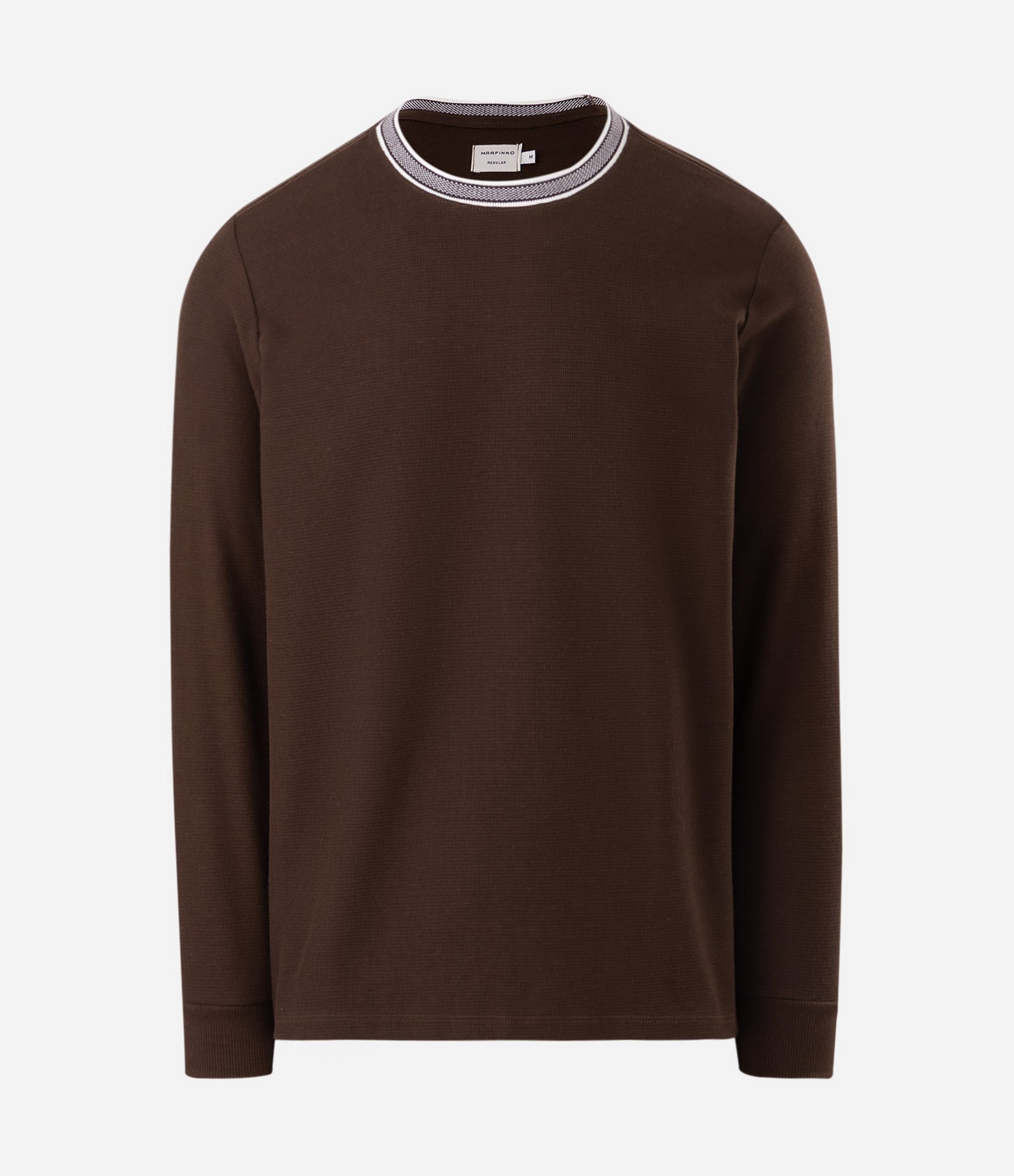Camiseta Manga Longa Texturizada com Punho Marrom 1