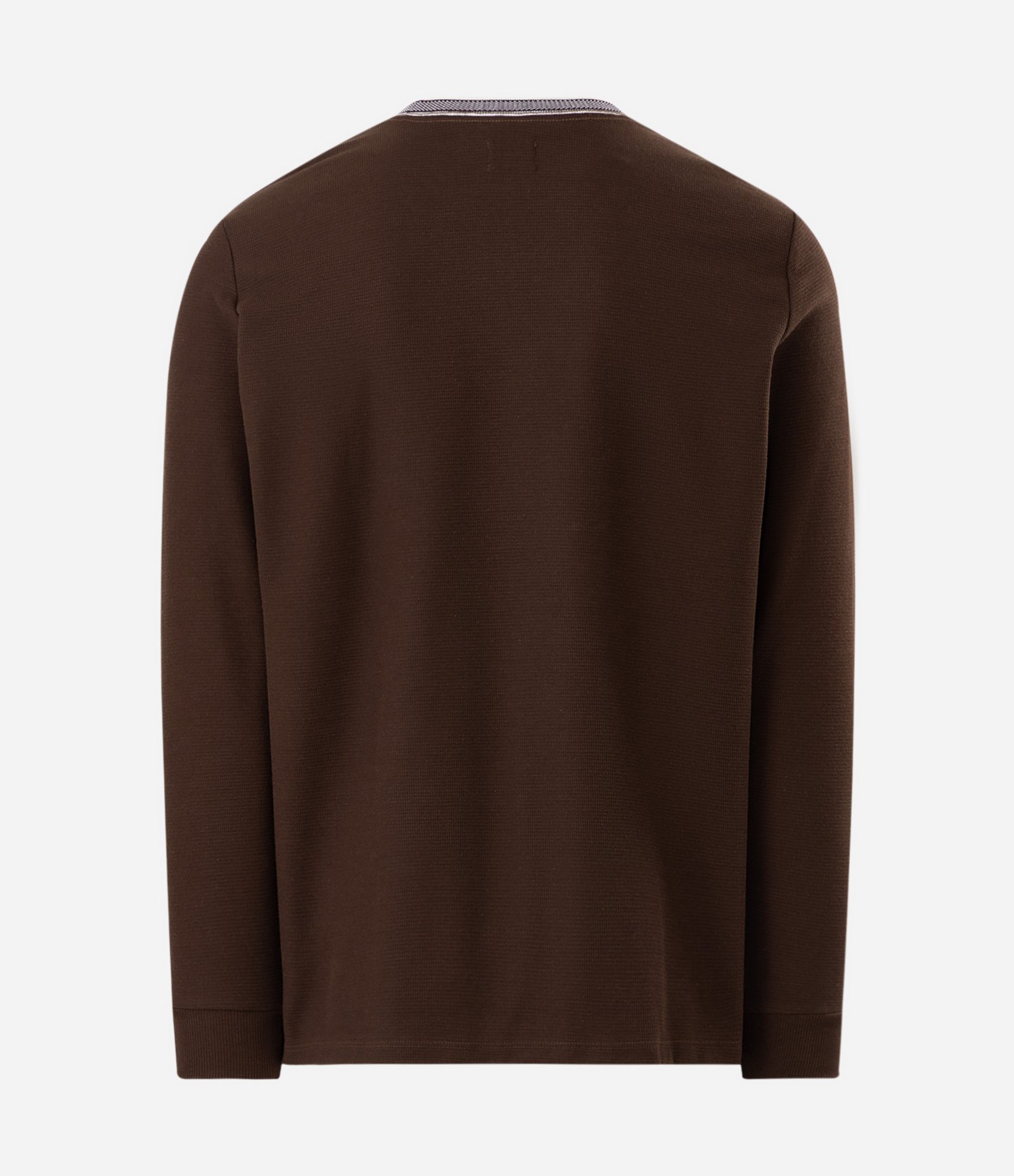 Camiseta Manga Longa Texturizada com Punho Marrom 2