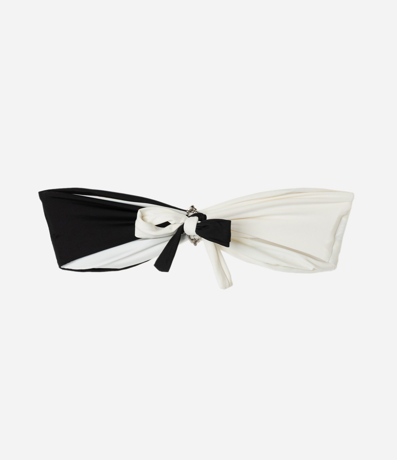 Biquíni Top Bandeau em Microfibra com Estampa Color Block Preto/Branco 2