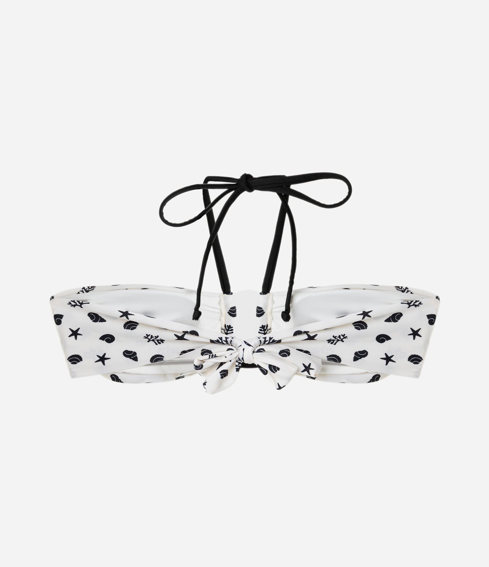 Biquíni Top Bandeau em Microfibra com Estampa Conchinhas Branco/Preto 2