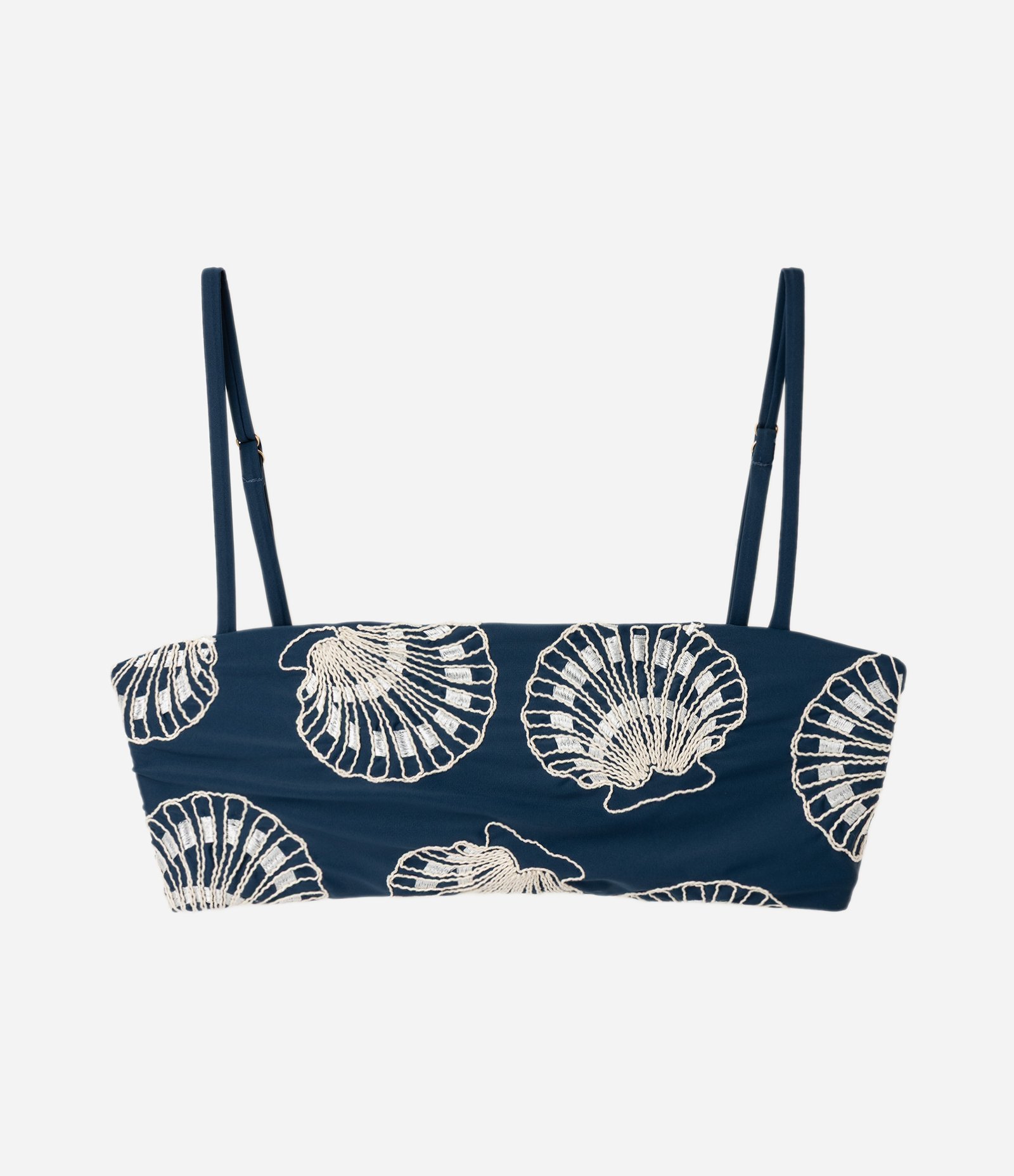 Biquíni Top Bandeau com Bordado de Conchas Azul 5