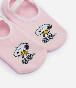 Meia Sapatilha em Algodão com Estampa Snoopy e Antiderrapante