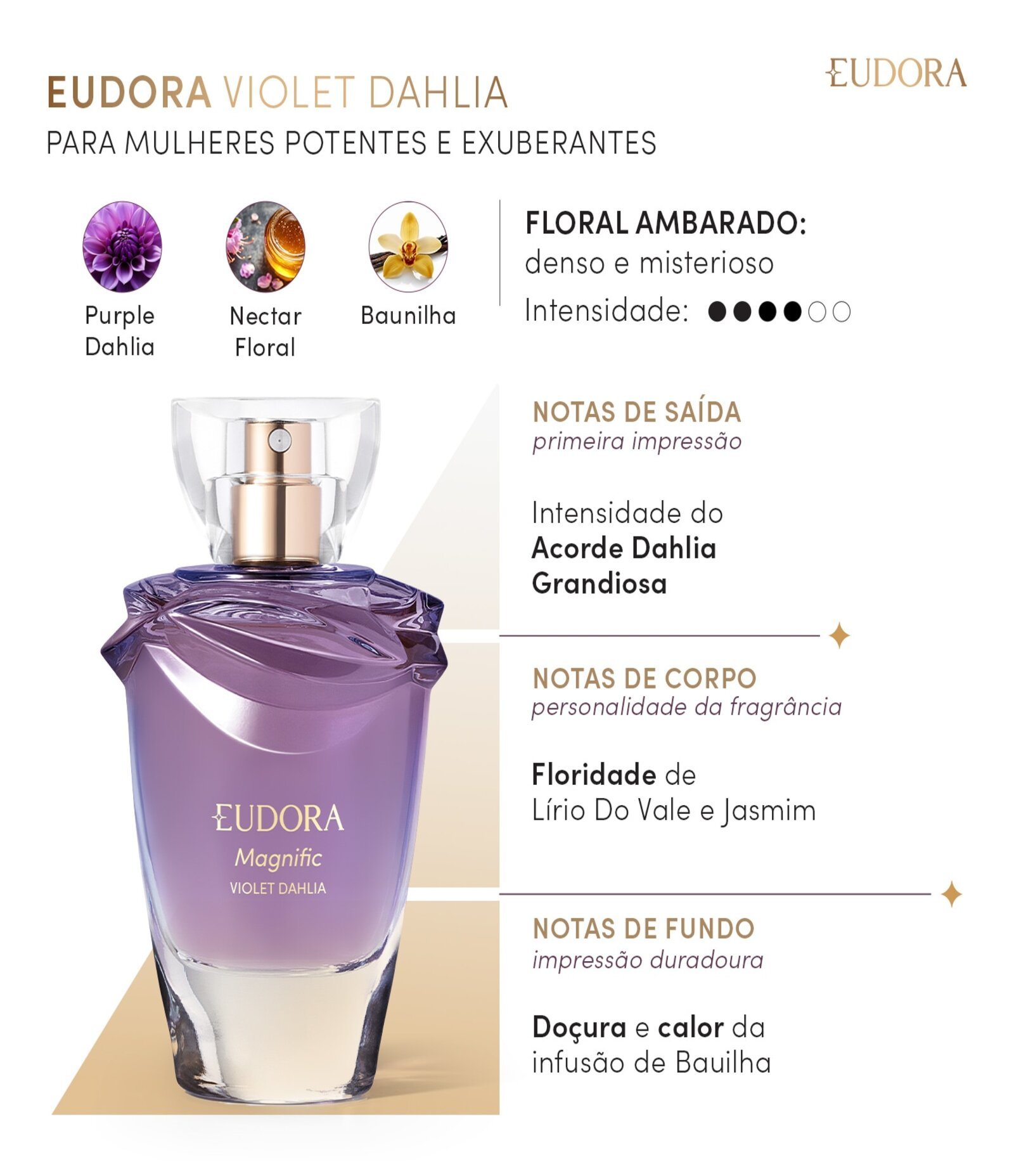 Perfume Magnific Violet Dahlia Desodorante Colônia 75ml 2