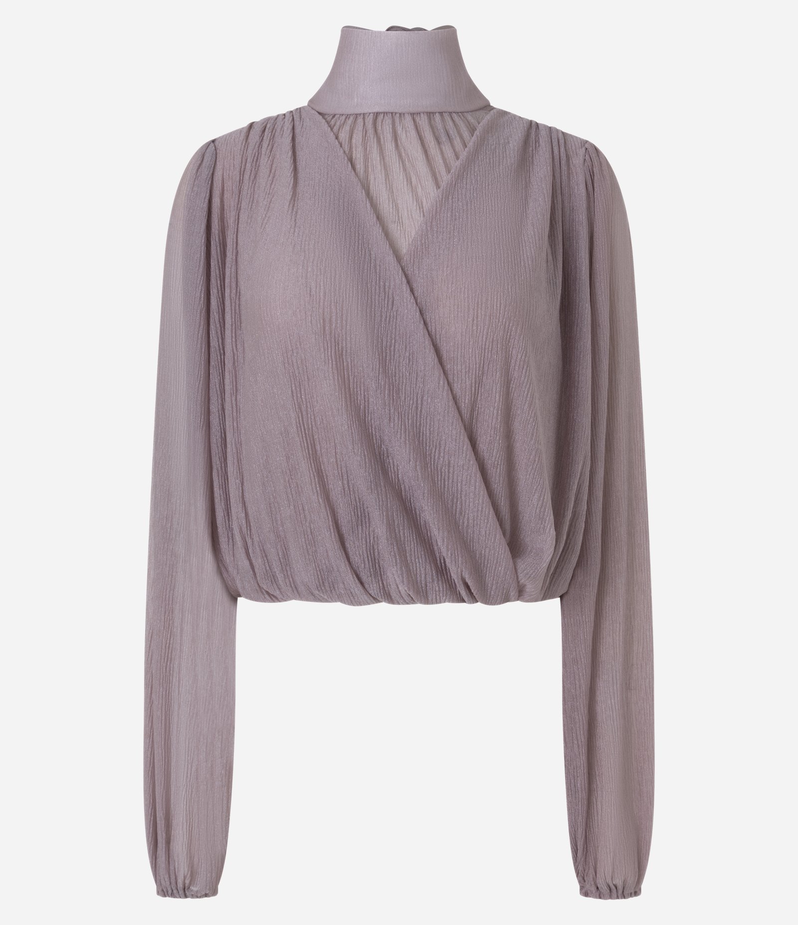 Blusa em Chiffon com Transparência e Decote Transpassado Rosé 5