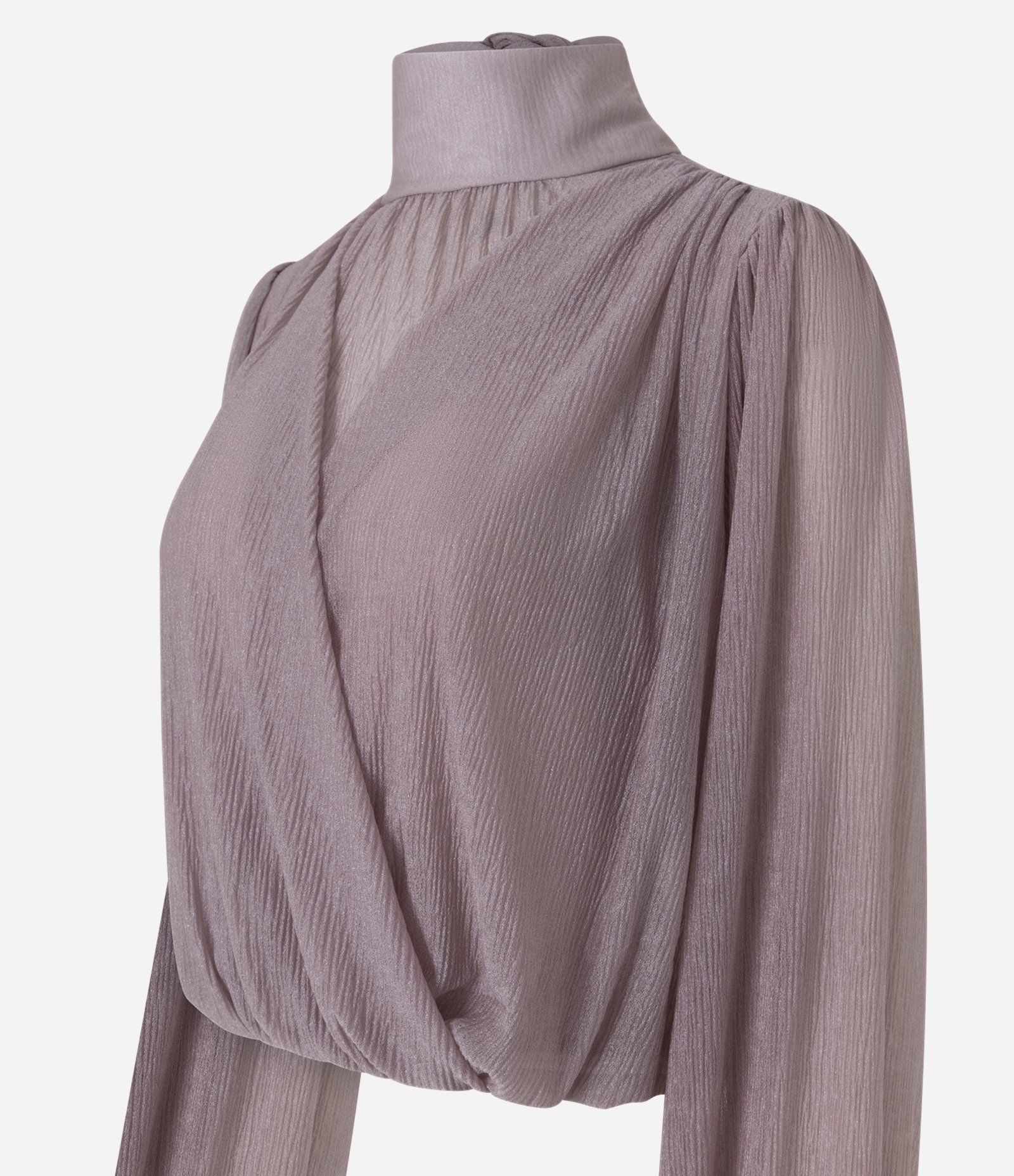Blusa em Chiffon com Transparência e Decote Transpassado Rosé 6