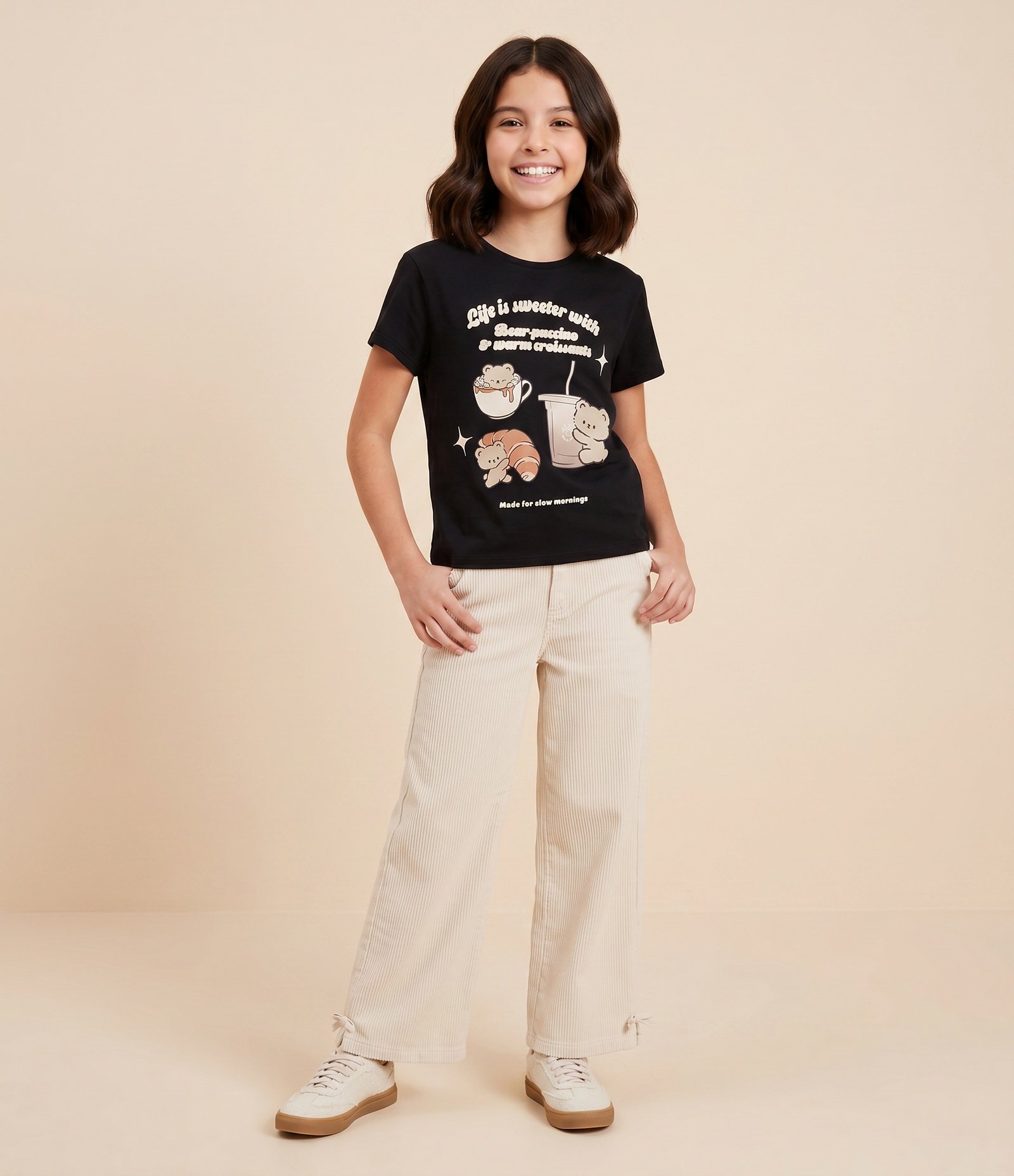 Camiseta Slim Infantil com Estampa Ursinho – Tam 5 a 16 Anos Preto 1
