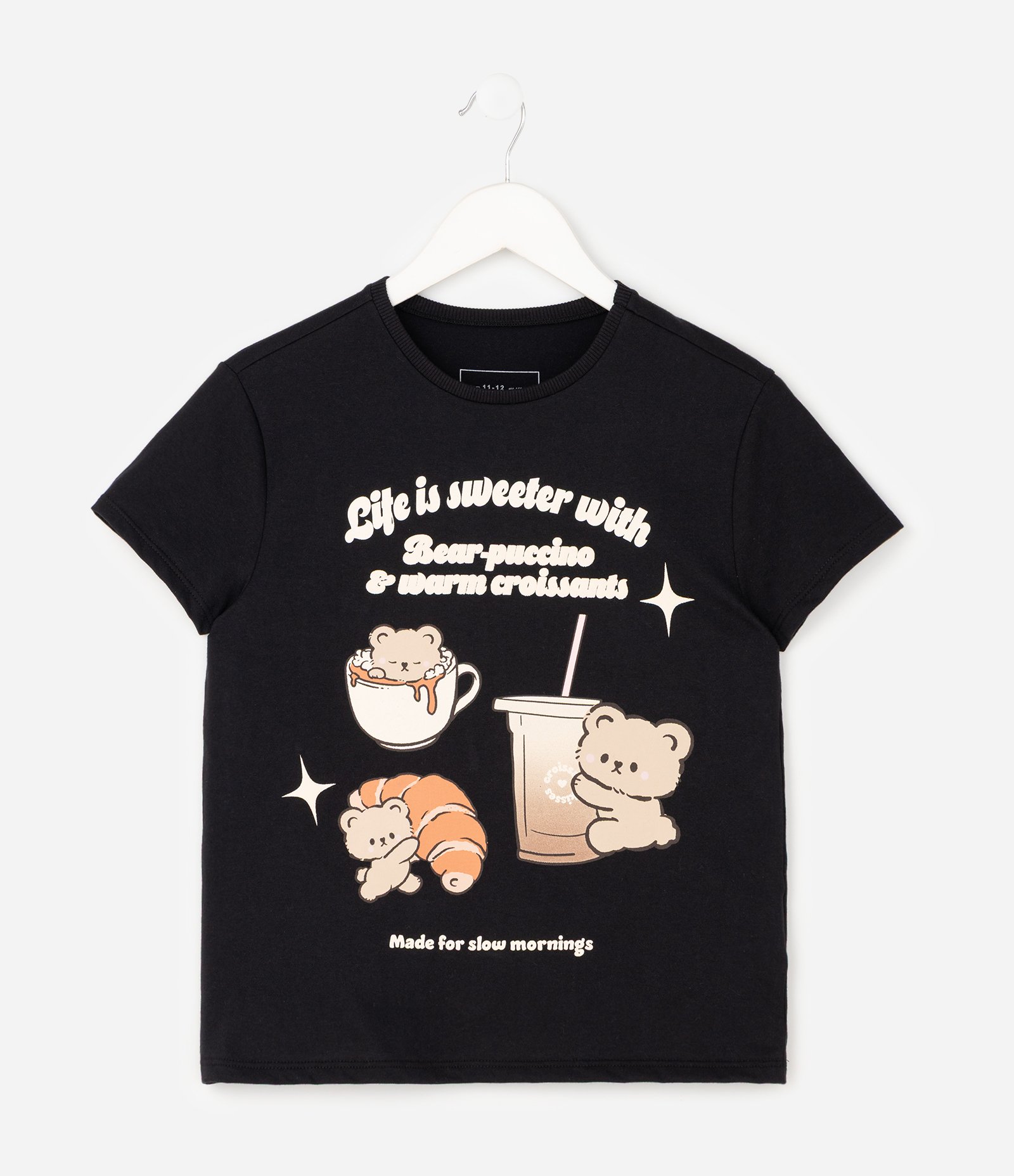 Camiseta Slim Infantil com Estampa Ursinho – Tam 5 a 16 Anos Preto 2