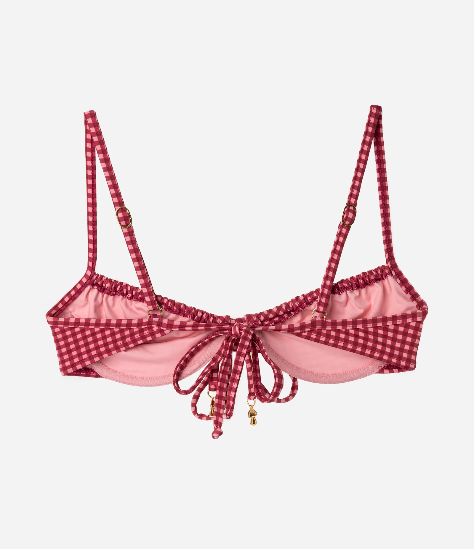 Biquíni Top Meia Taça com Estampa Xadrez Vichy Vermelho/Rosa 6