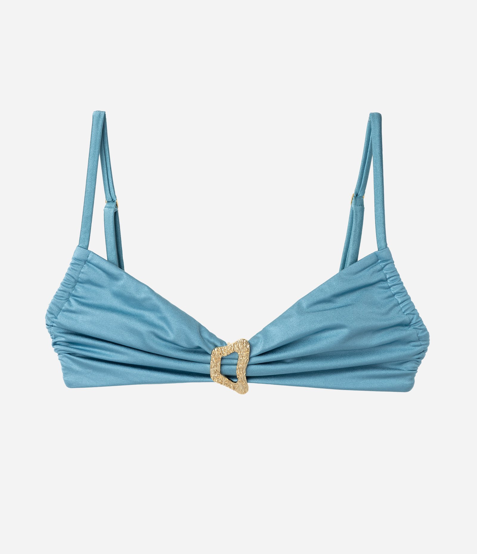 Biquíni Top Bandeau com Aviamento Metálico Central Azul 5