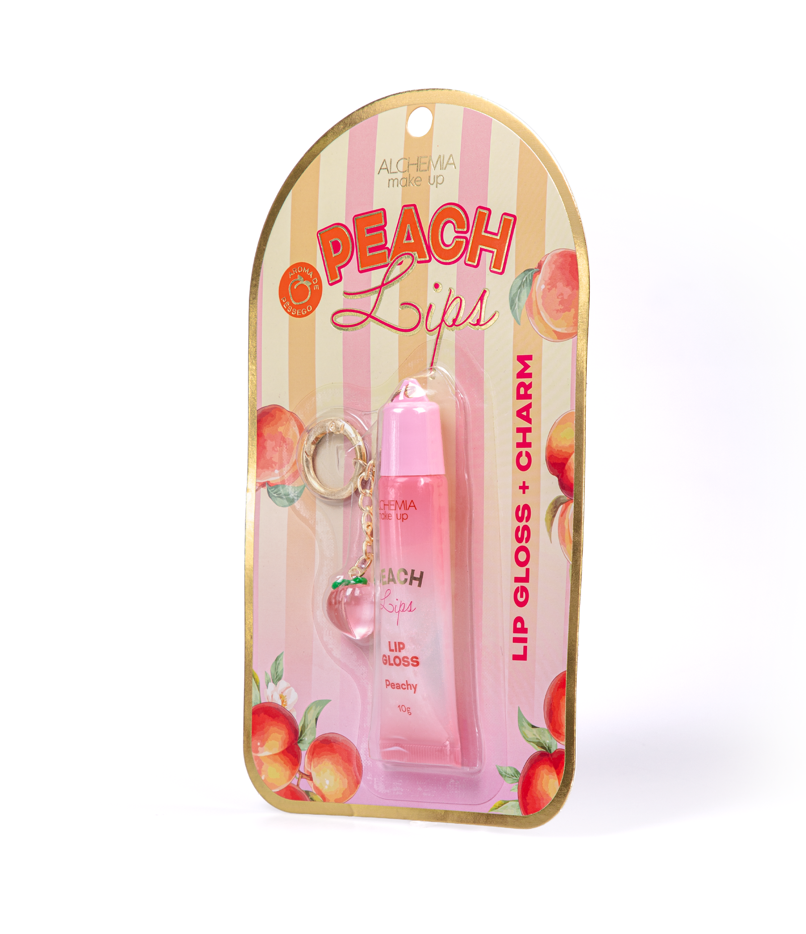 Kit Lip Gloss + Chaveiro Charm Peach Lips Alchemia KIT 2