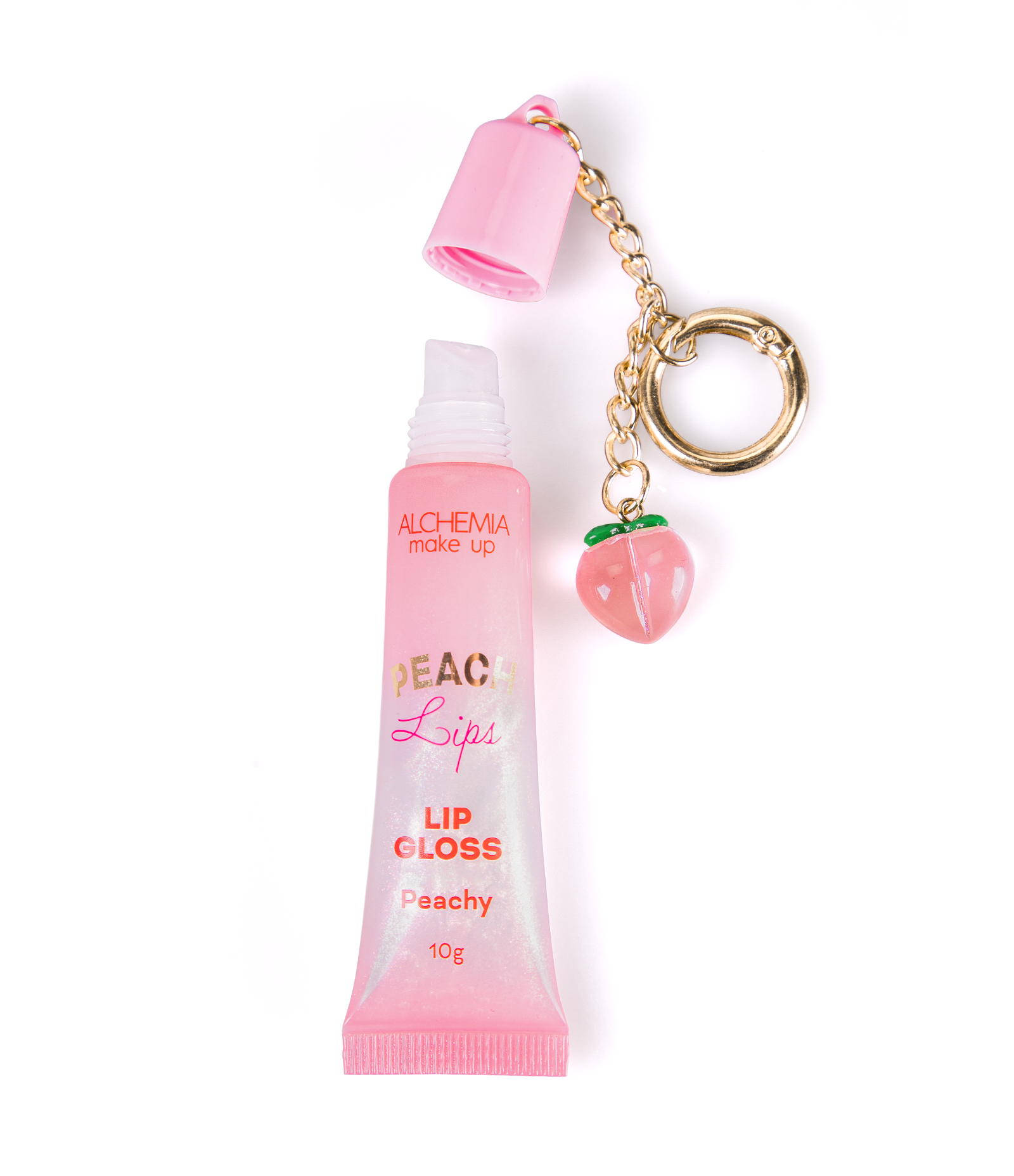 Kit Lip Gloss + Chaveiro Charm Peach Lips Alchemia KIT 3