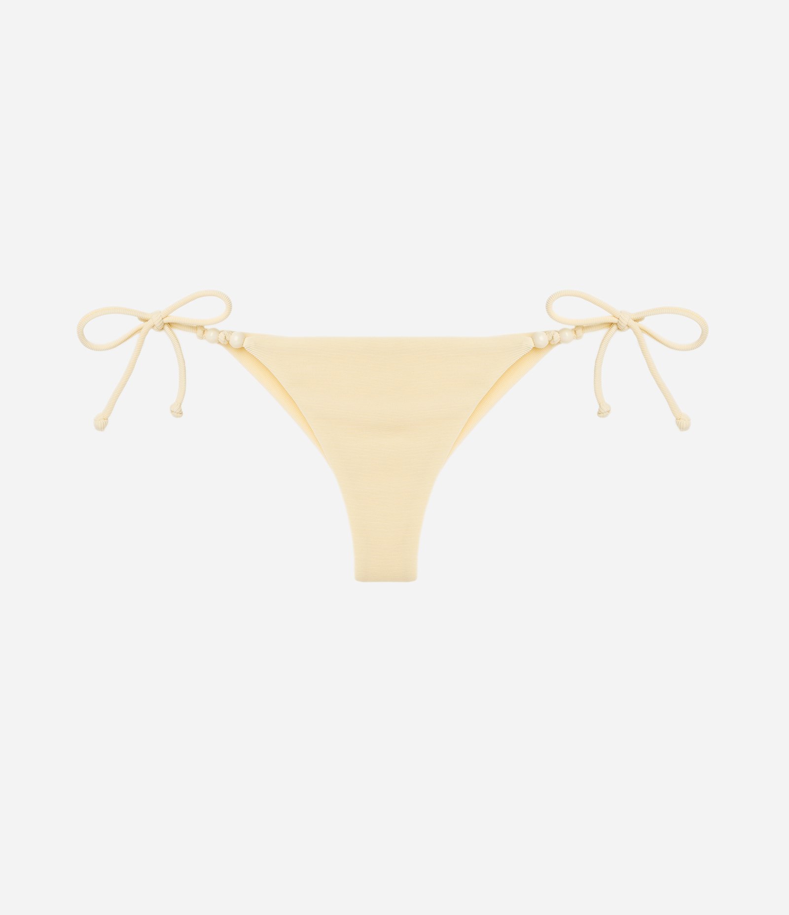 Biquíni Bottom Lacinho com Textura Canelada e Aviamento de Conchas Amarelo 1