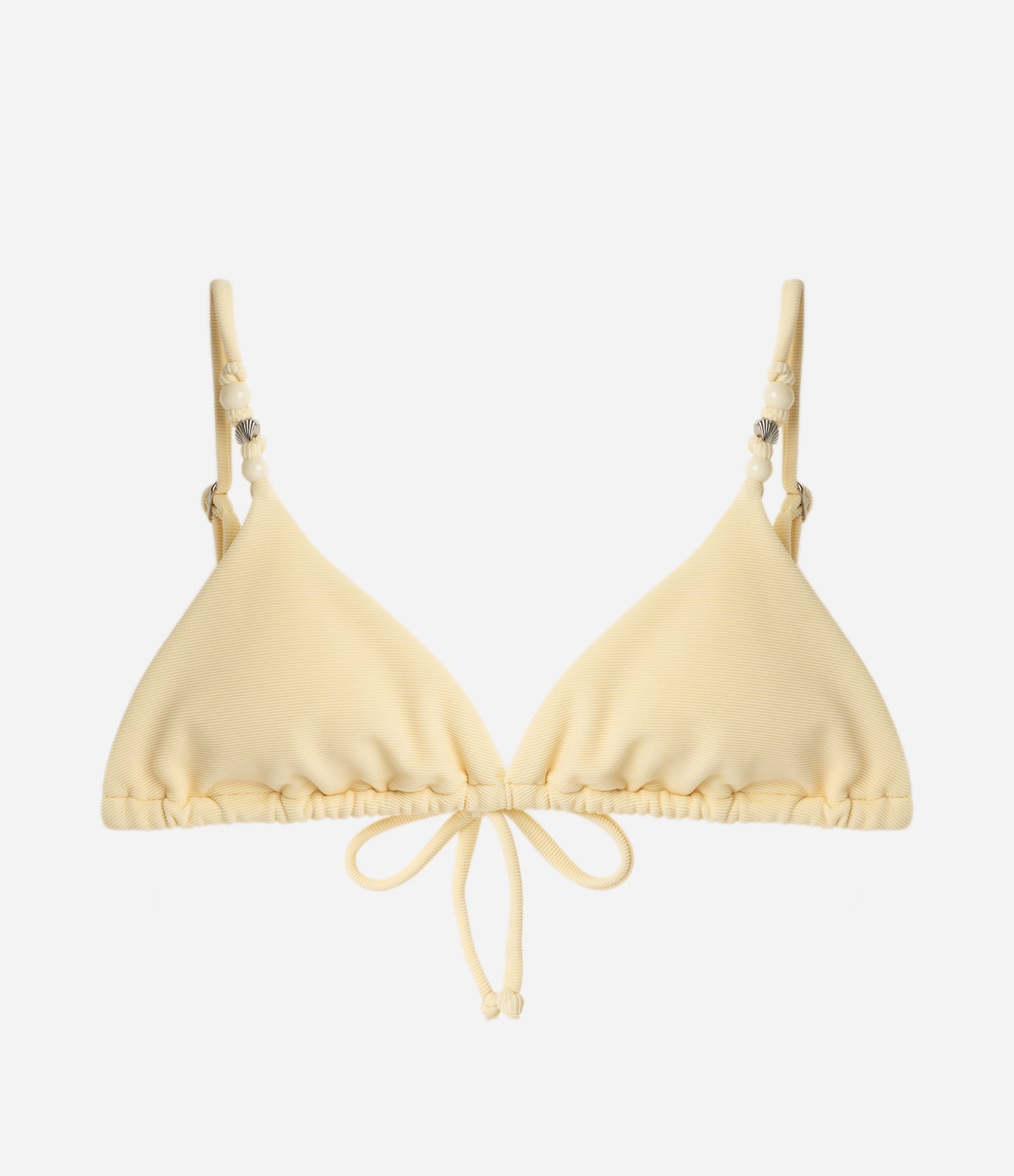 Biquíni Top Cortininha Canelado com Aviamentos de Conchas Amarelo 1