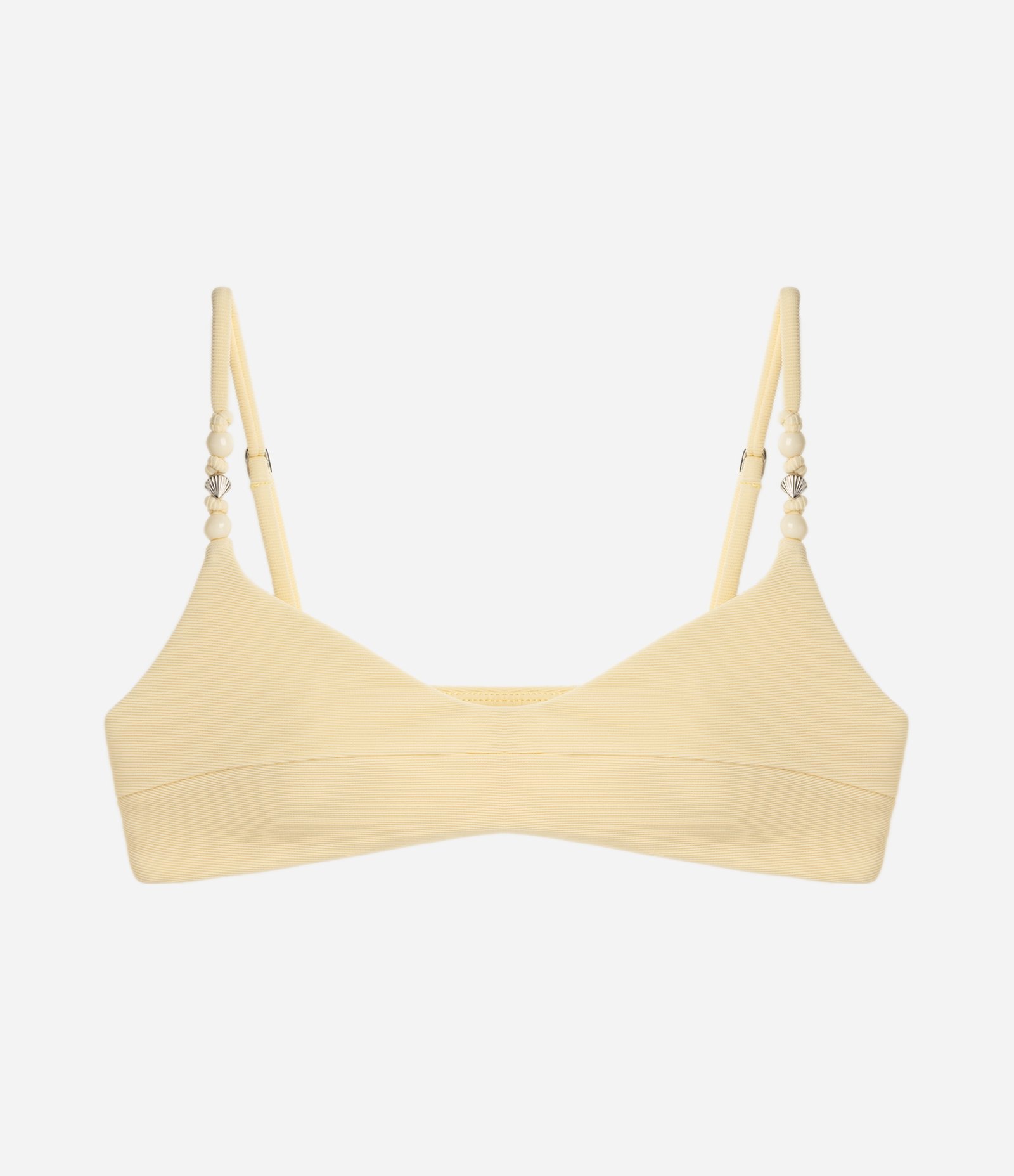 Biquíni Top Bandeau Canelado com Aviamentos de Conchas Amarelo 5