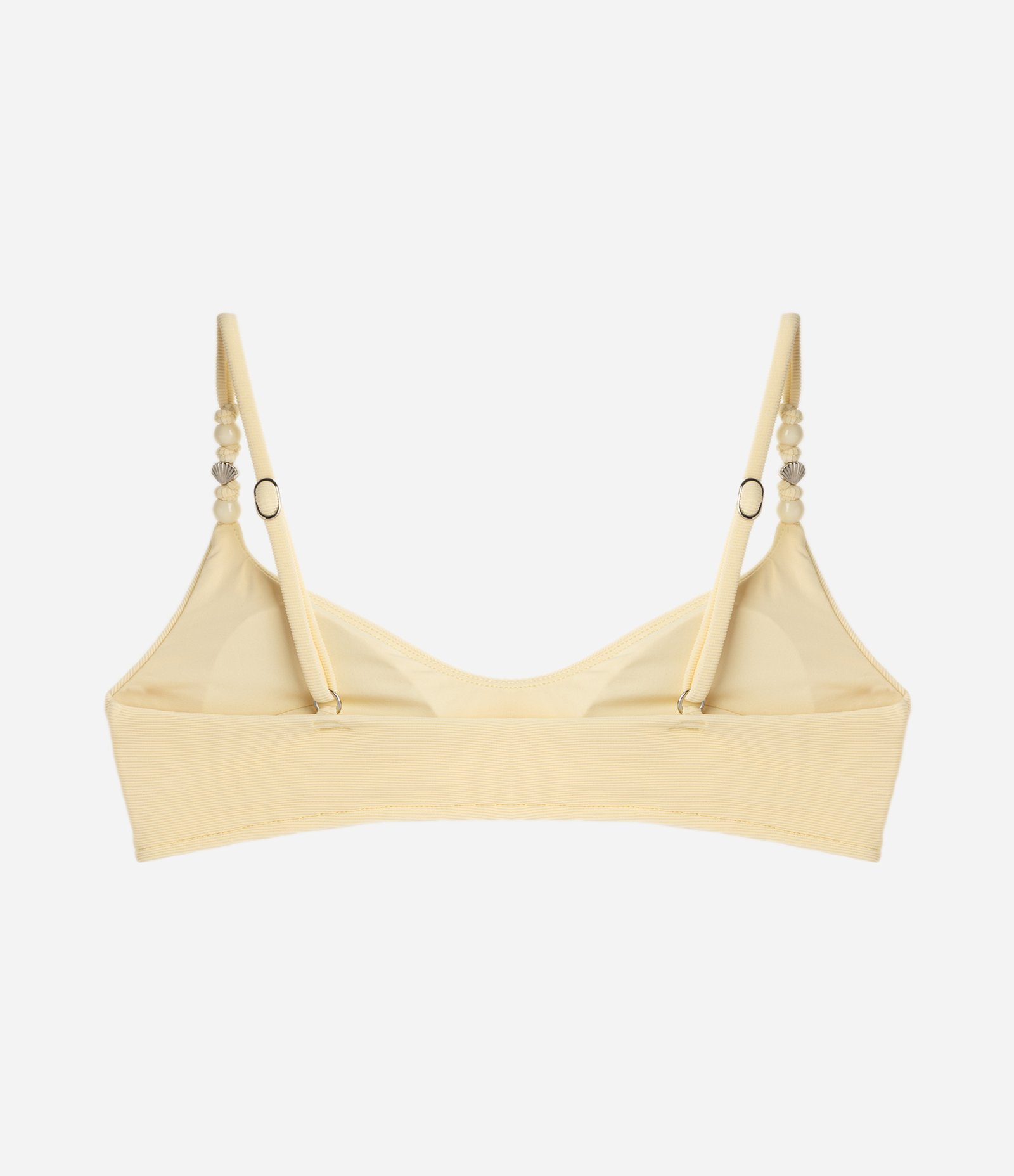 Biquíni Top Bandeau Canelado com Aviamentos de Conchas Amarelo 6