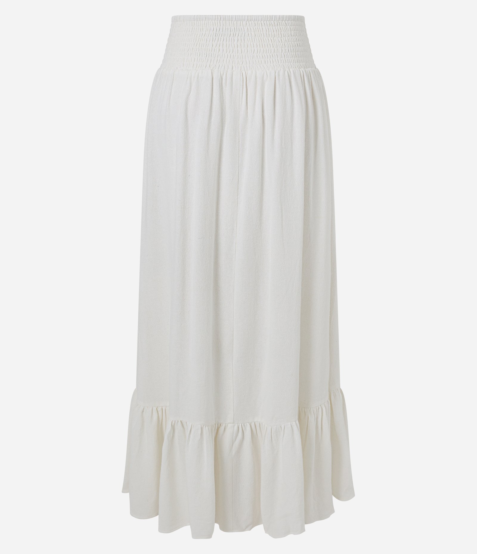Saia Midi em Viscolinho com Cintura Alta e Babados Assimétricos Branco 3