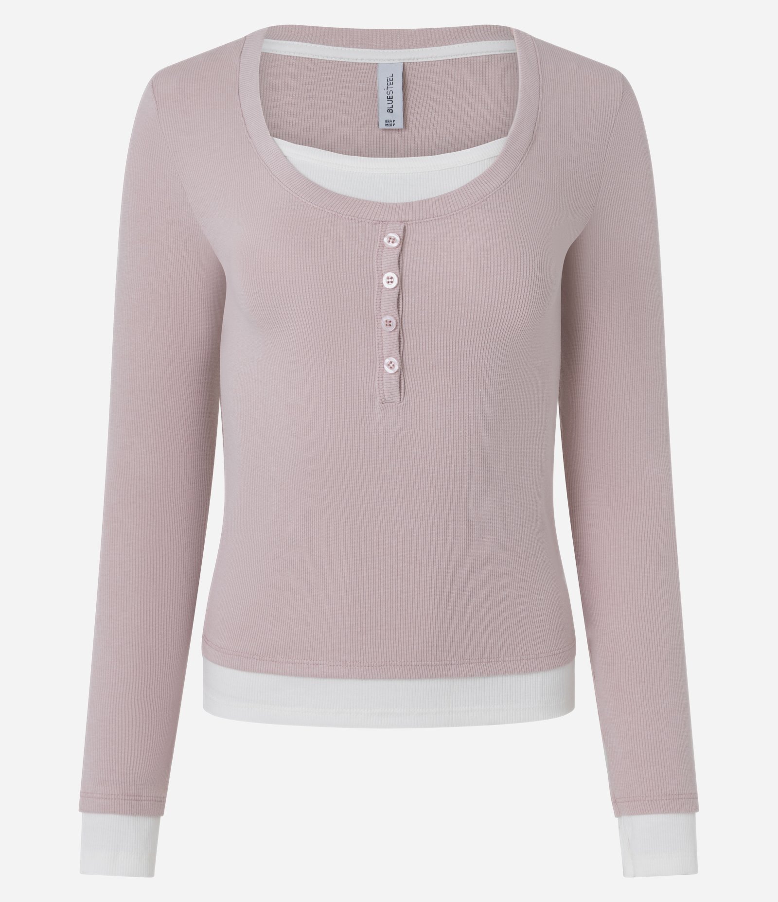 Blusa em Ribana Canelada com Efeito de Sobreposição Rosa 5