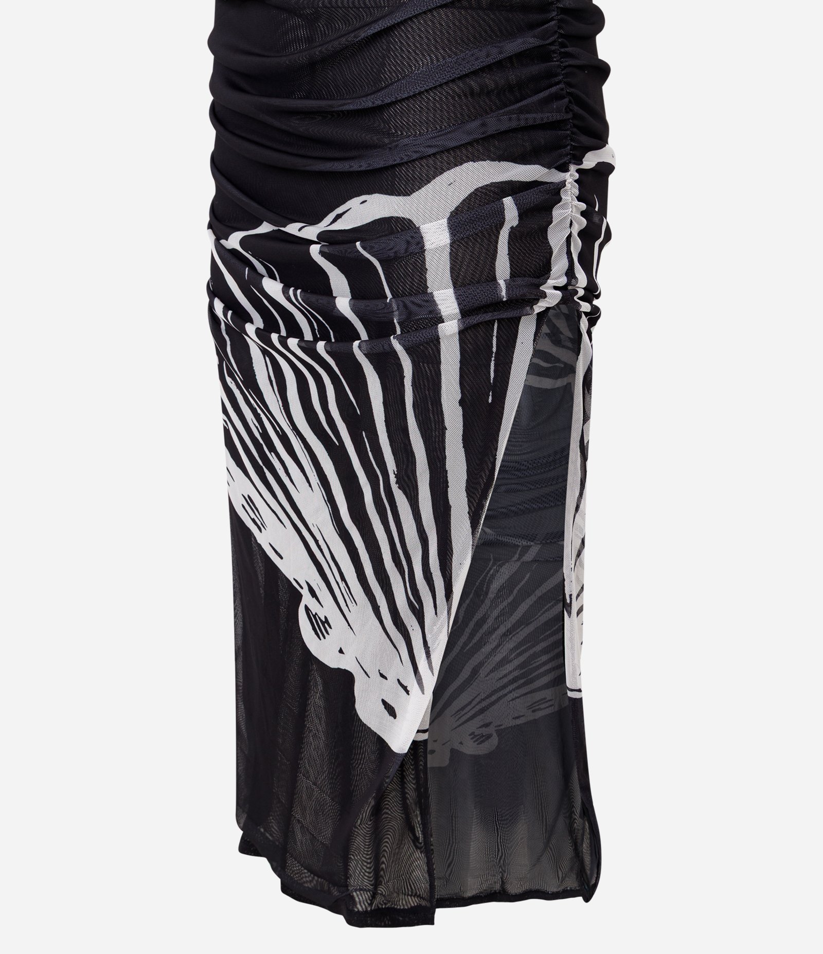 Saída de Praia Vestido Midi com Estampa de Conchas e Franzido Preto 6