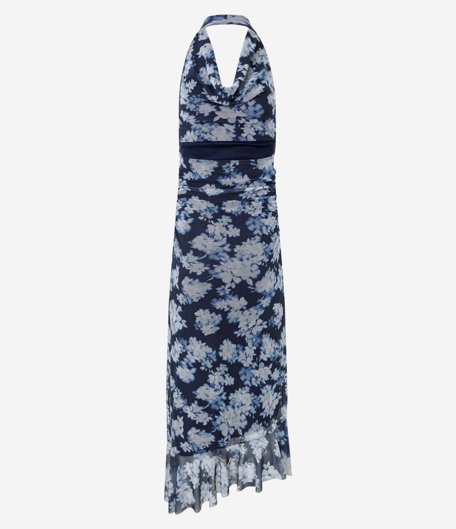 Vestido Midi com Estampa Floral e Barra Assimétrica Azul 6