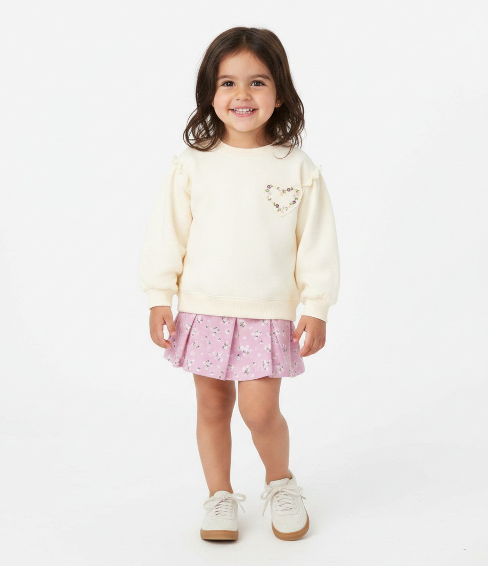 Saia Plissada Infantil com Estampa Floral Liberty – Tam 1 a 6 Anos Rosa 1