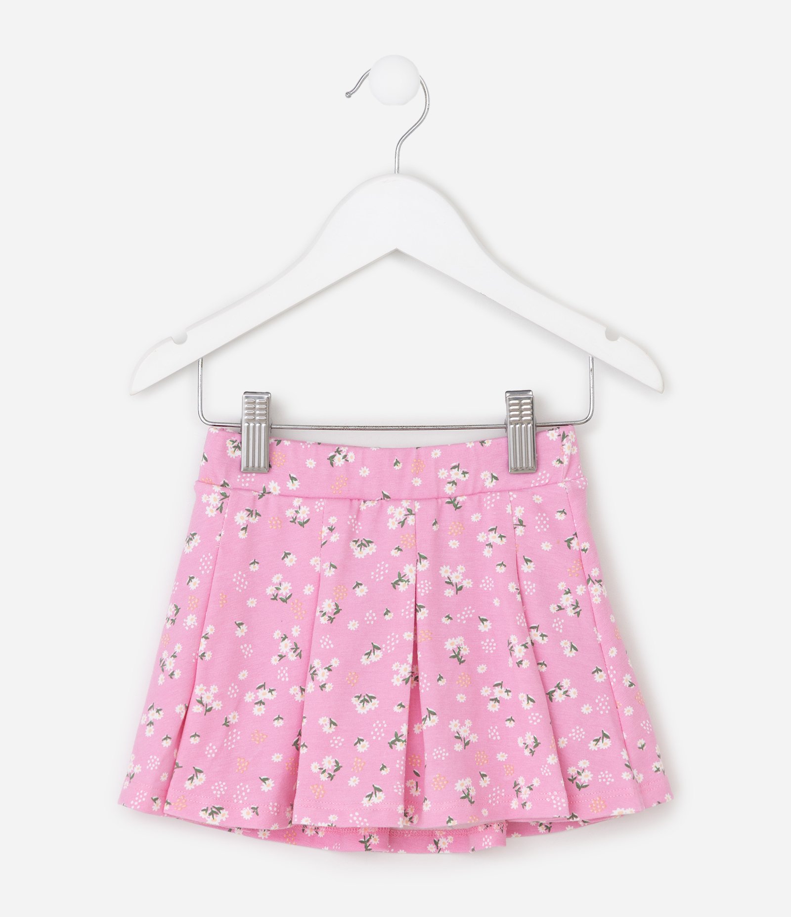 Saia Plissada Infantil com Estampa Floral Liberty – Tam 1 a 6 Anos Rosa 2
