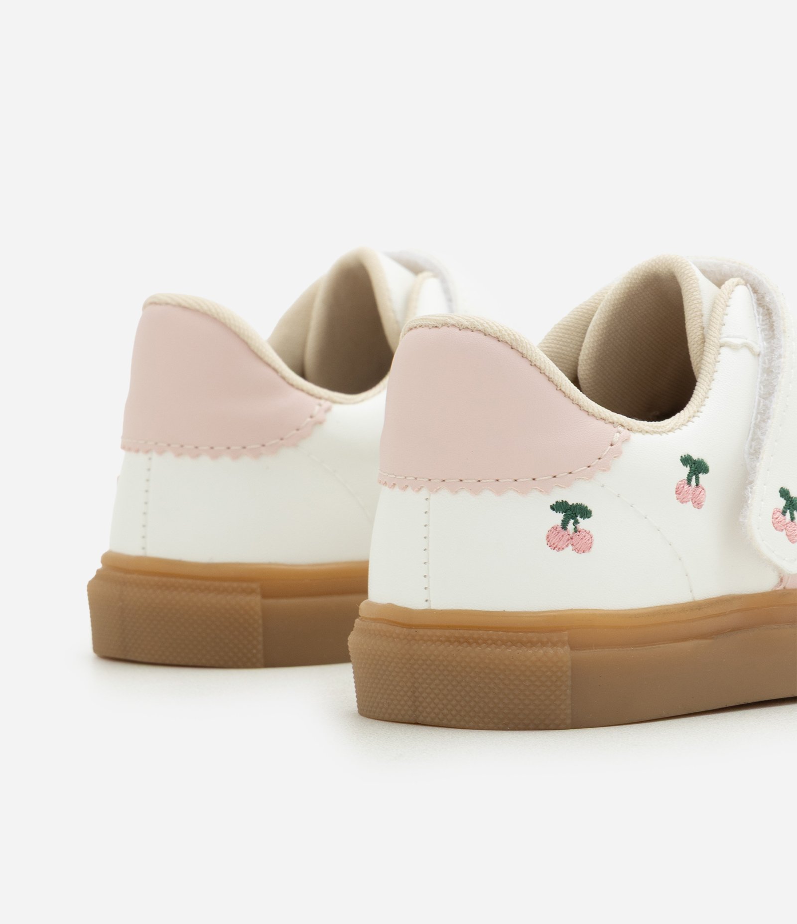 Tênis Infantil Em PU Com Velcro Bordados Cereja - Tam 22 ao 27 Off White 2