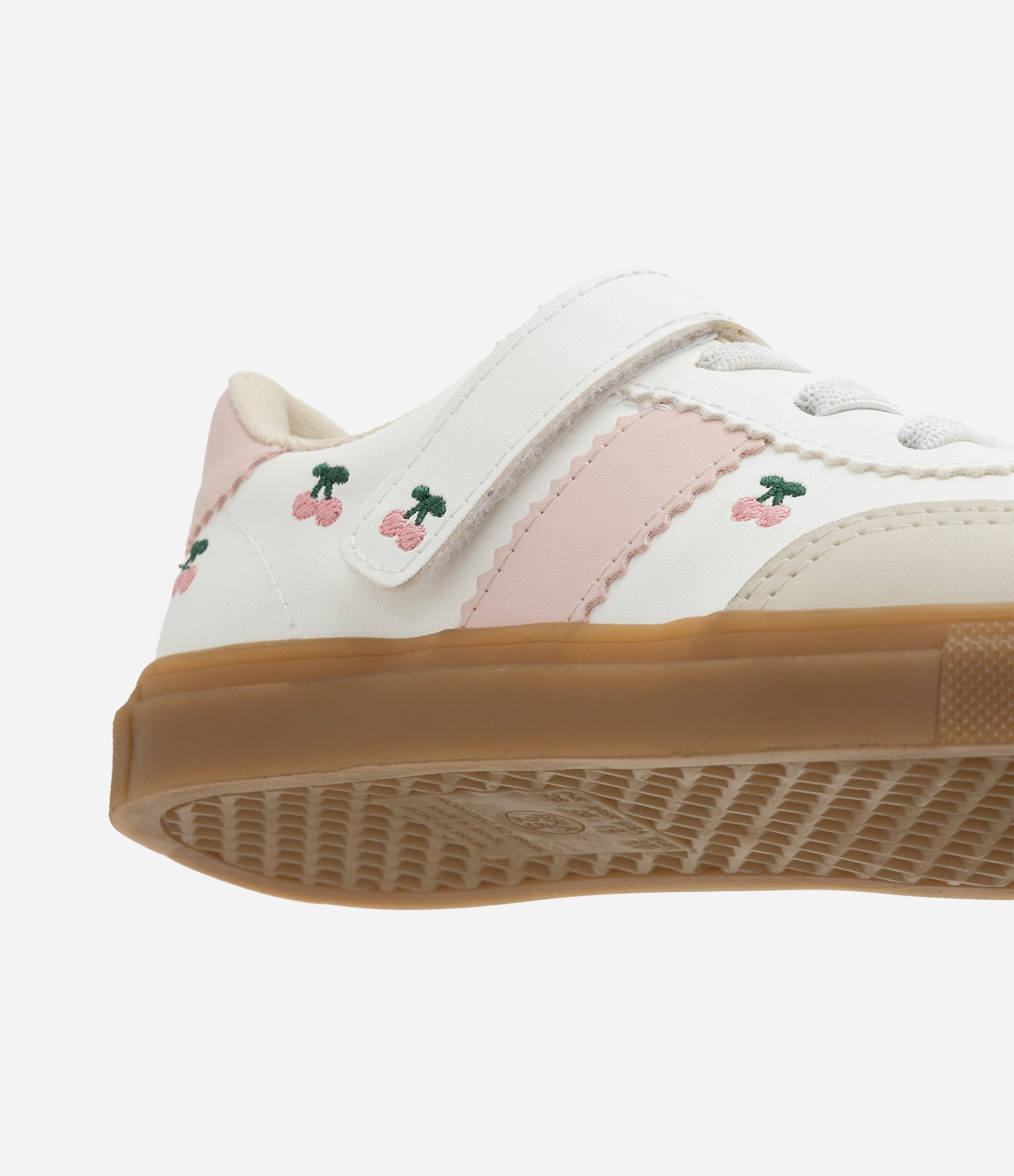 Tênis Infantil Em PU Com Velcro Bordados Cereja - Tam 22 ao 27 Off White 4