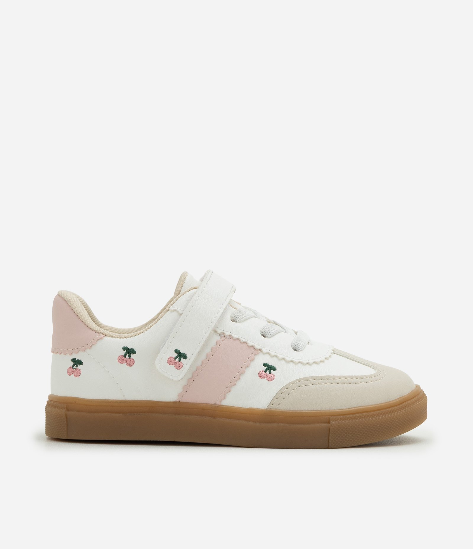 Tênis Infantil Em PU Com Velcro Bordados Cereja - Tam 22 ao 27 Off White 5