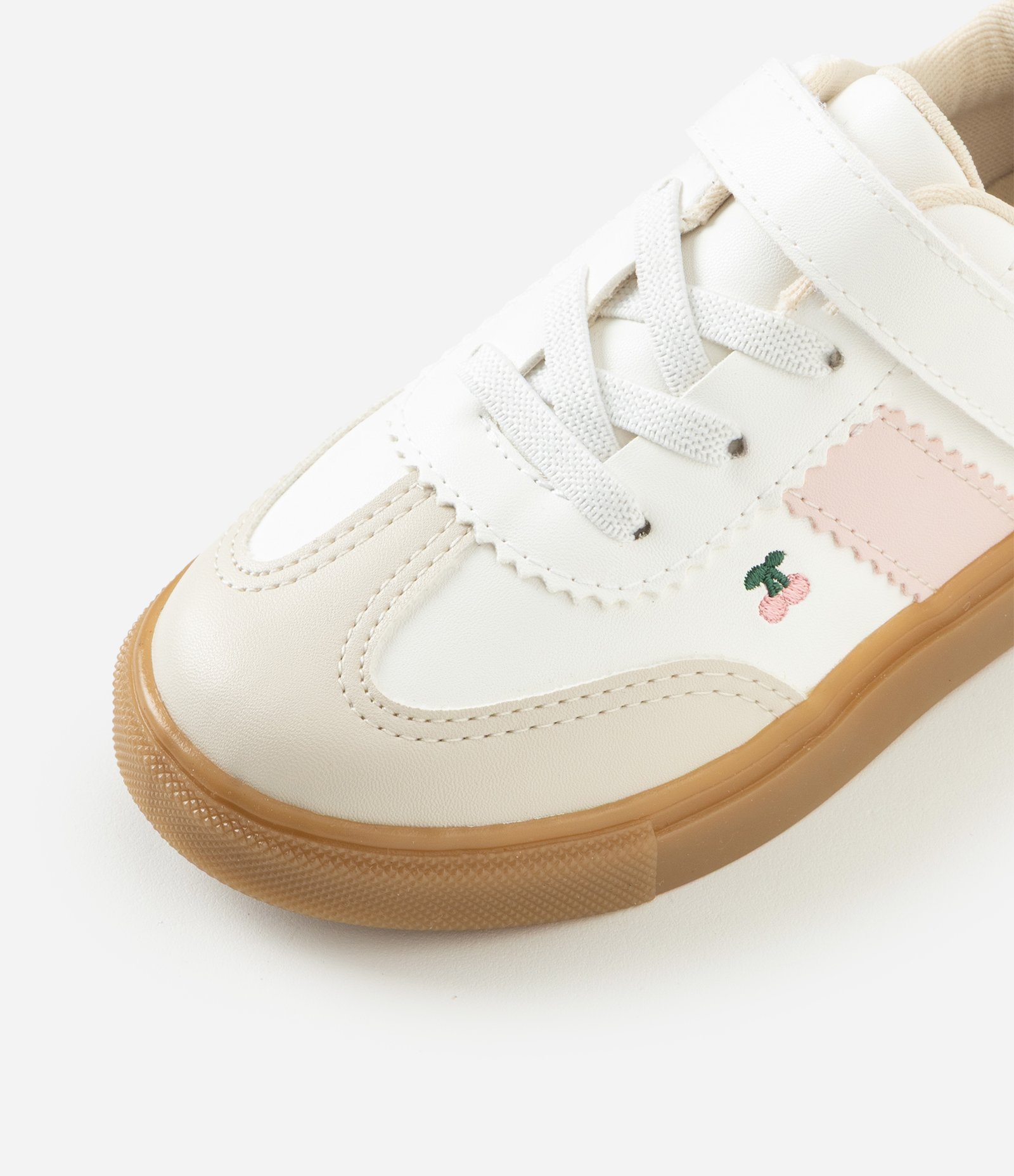 Tênis Infantil Em PU Com Velcro Bordados Cereja - Tam 22 ao 27 Off White 6
