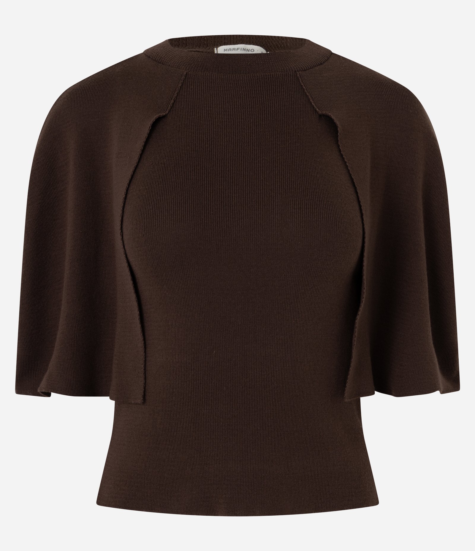 Blusa em Tricô com Capinha Sobreposta Marrom 5