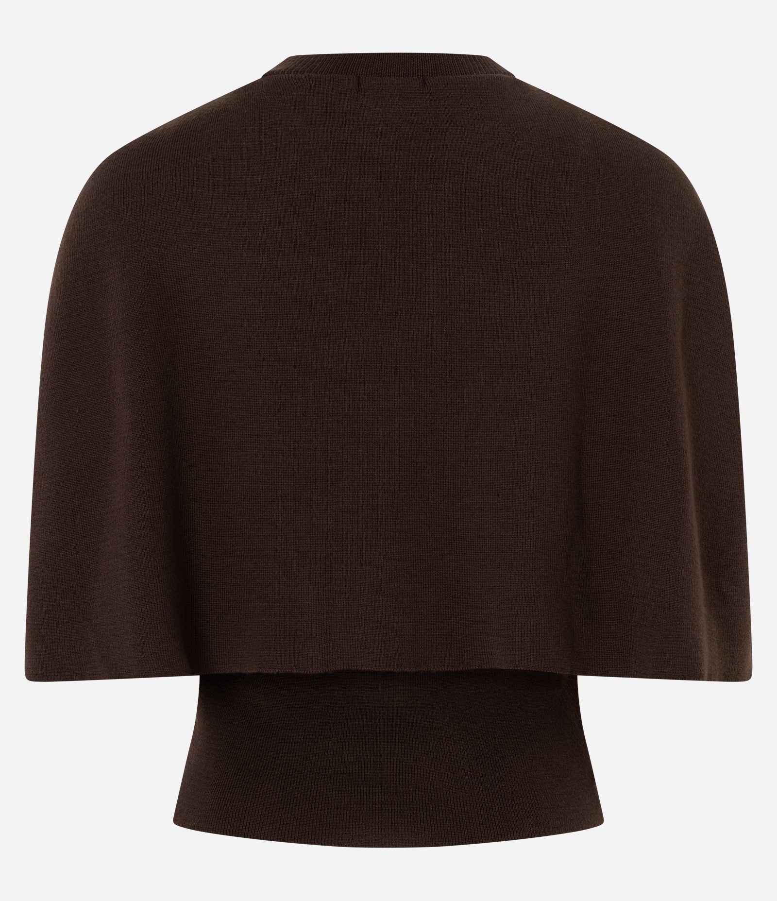 Blusa em Tricô com Capinha Sobreposta Marrom 7
