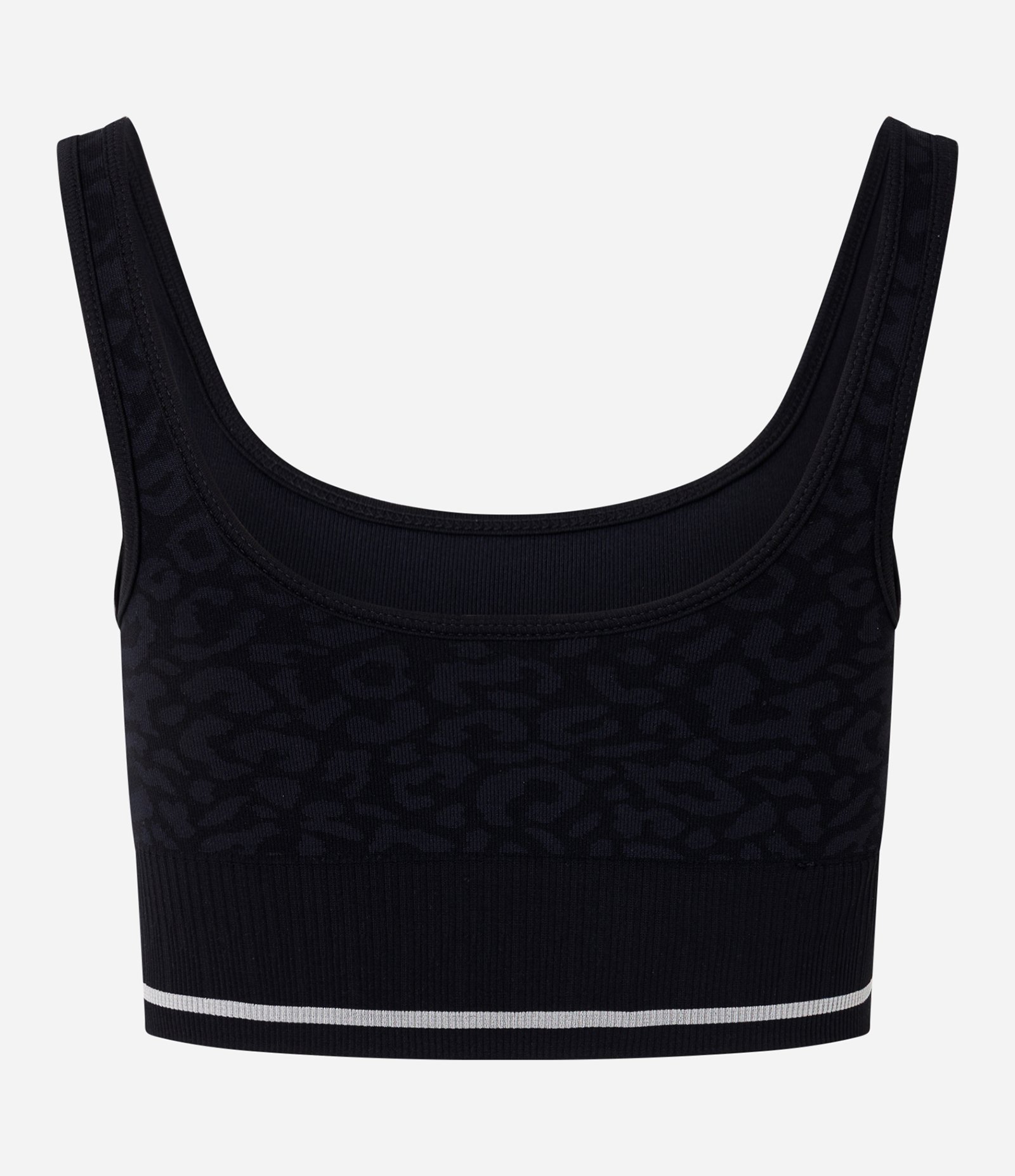 Top Seamless Esportivo em Poliamida com Bojo e Jacquard de Onça Preto 3