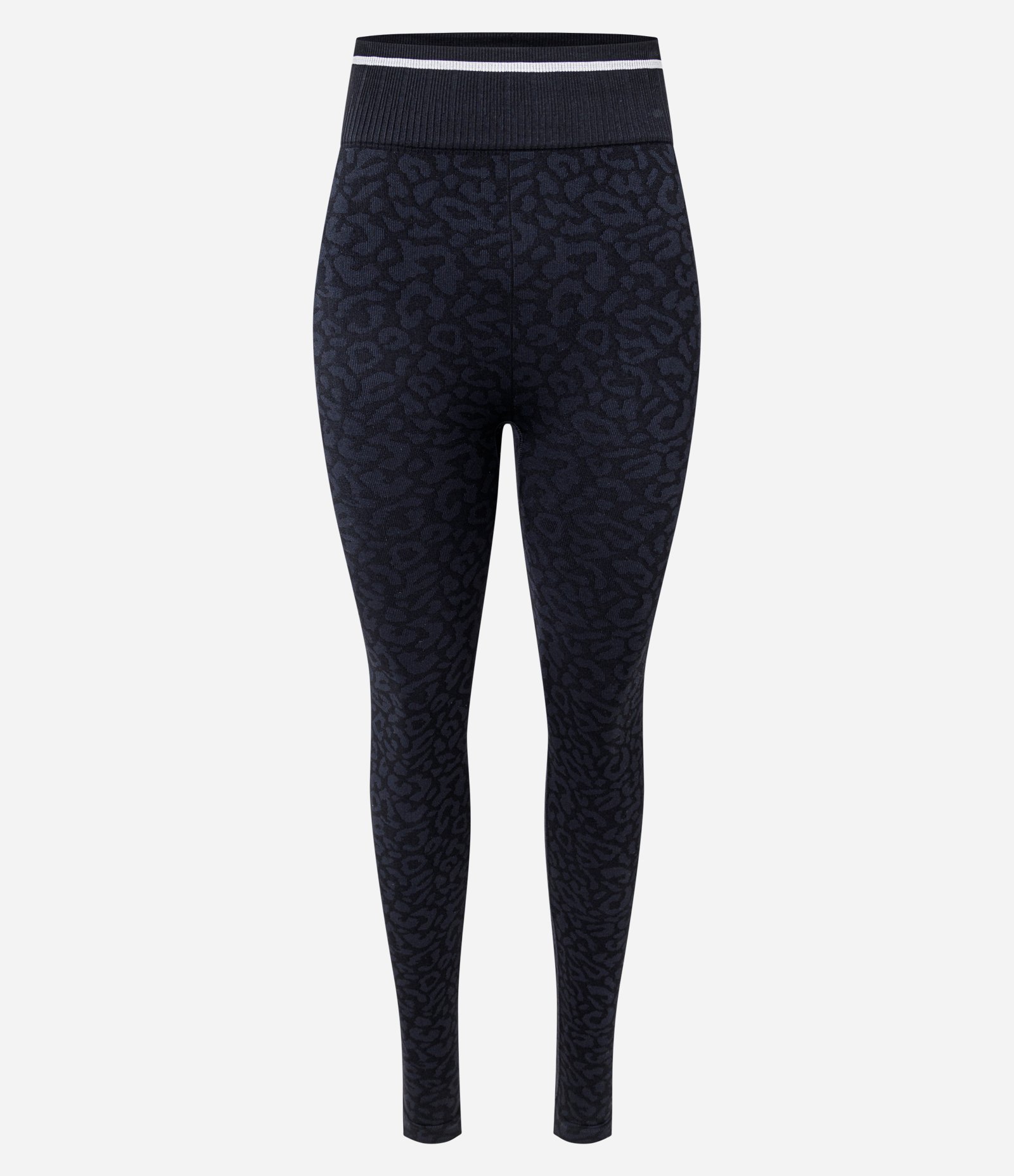 Calça Legging Esportiva Seamless em Poliamida com Jacquard de Onça Preto 1